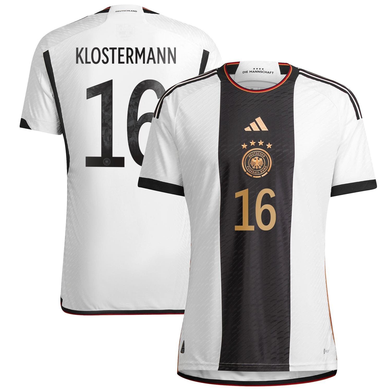 Germany National Team Home Authentic Jersey Shirt player Lukas Klostermann 16 printing for Men