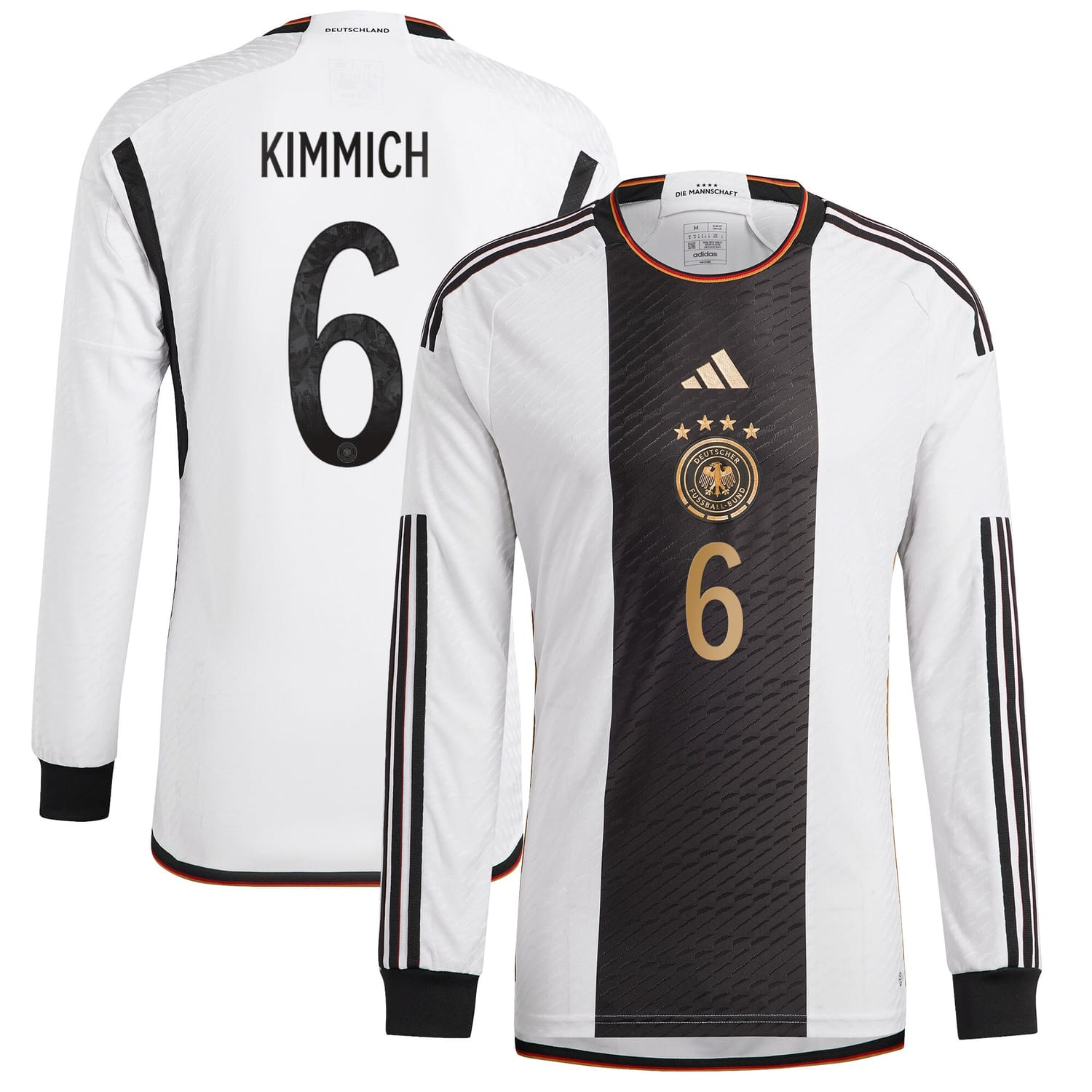 Germany National Team Home Authentic Jersey Shirt Long Sleeve player Joshua Kimmich 6 printing for Men