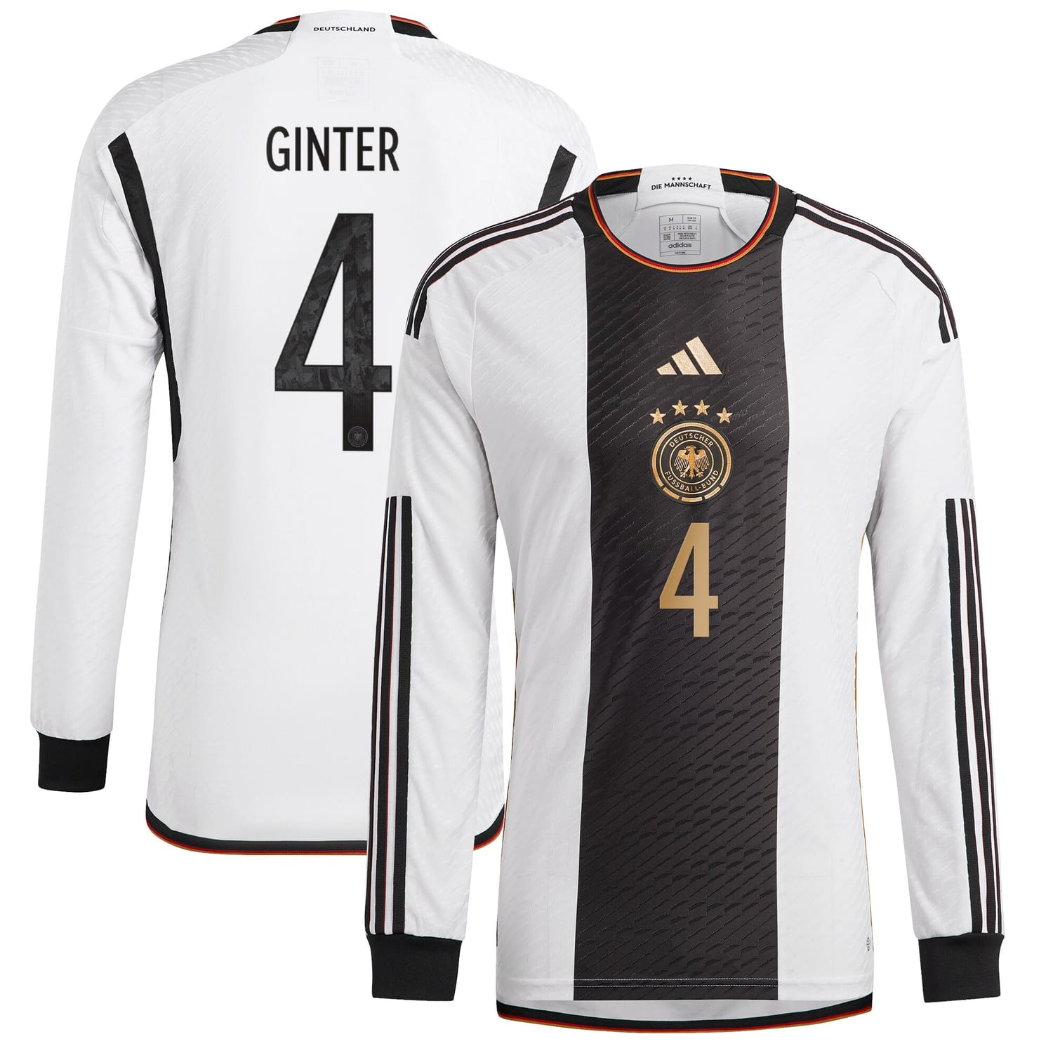 Germany National Team Home Authentic Jersey Shirt Long Sleeve player Matthias Ginter 4 printing for Men