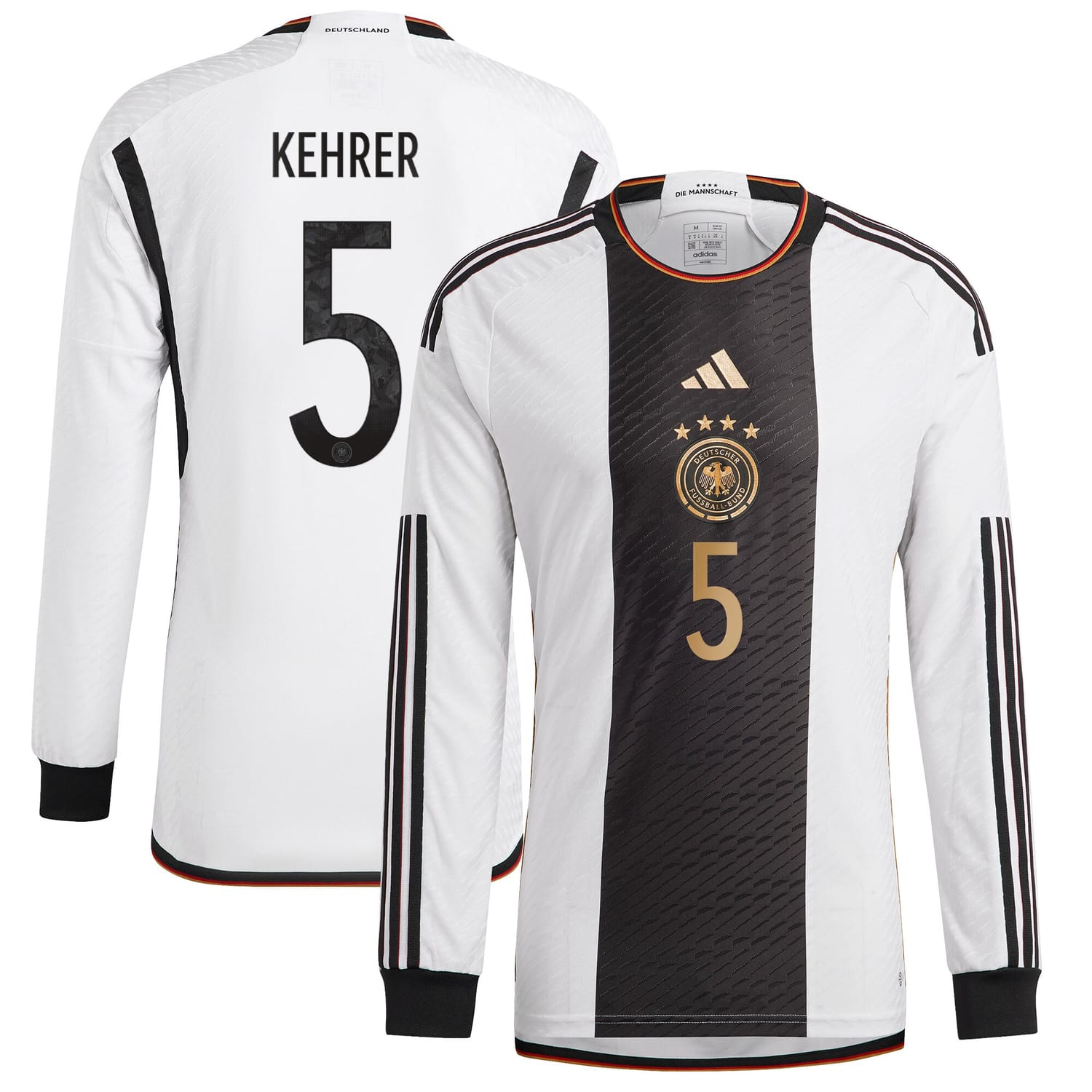Germany National Team Home Authentic Jersey Shirt Long Sleeve player Kehrer 5 printing for Men