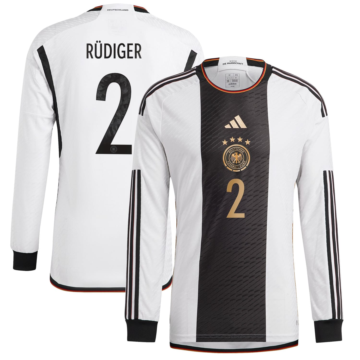 Germany National Team Home Authentic Jersey Shirt Long Sleeve player Antonio Rüdiger 2 printing for Men
