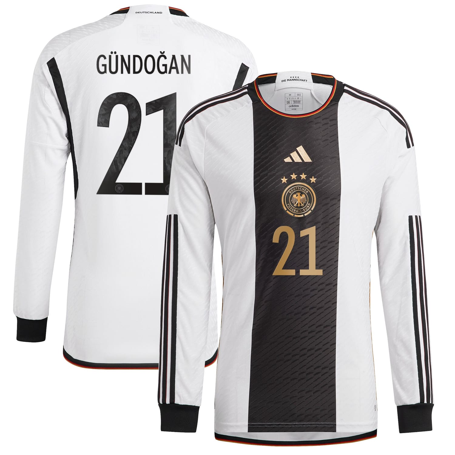 Germany National Team Home Authentic Jersey Shirt Long Sleeve player Ilkay Gündogan 21 printing for Men