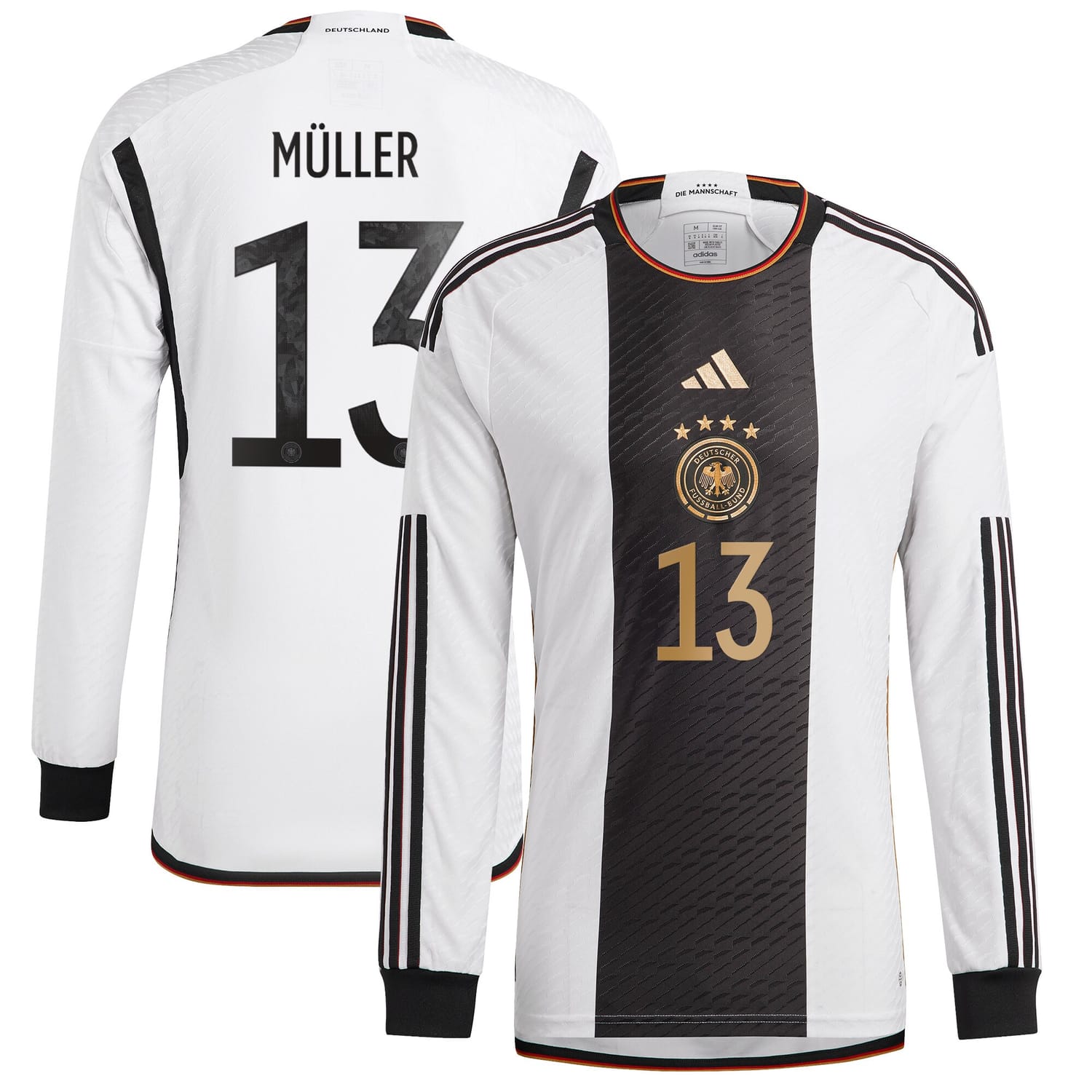 Germany National Team Home Authentic Jersey Shirt Long Sleeve player Thomas Müller 13 printing for Men