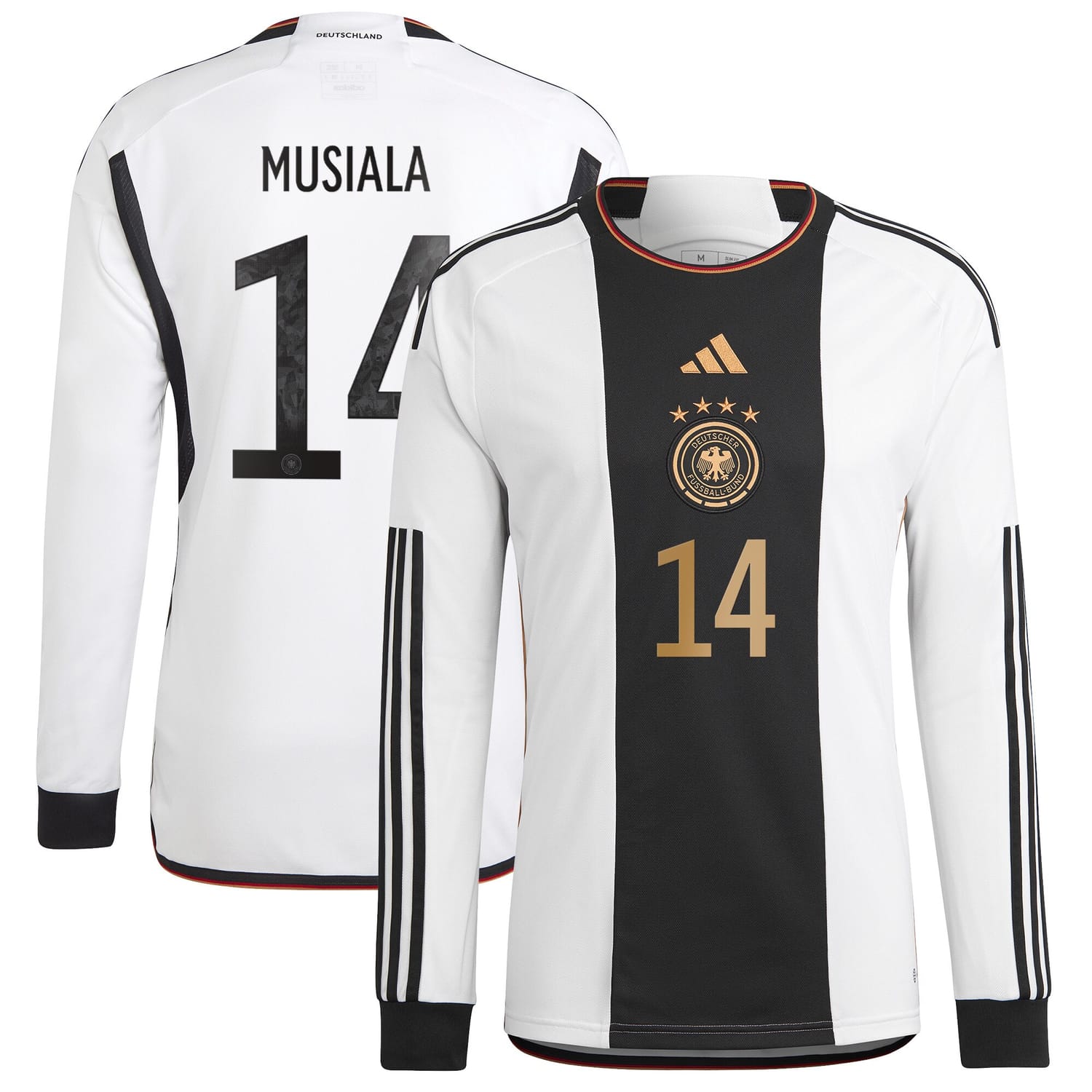 Germany National Team Home Jersey Shirt Long Sleeve player Jamal Musiala 14 printing for Men