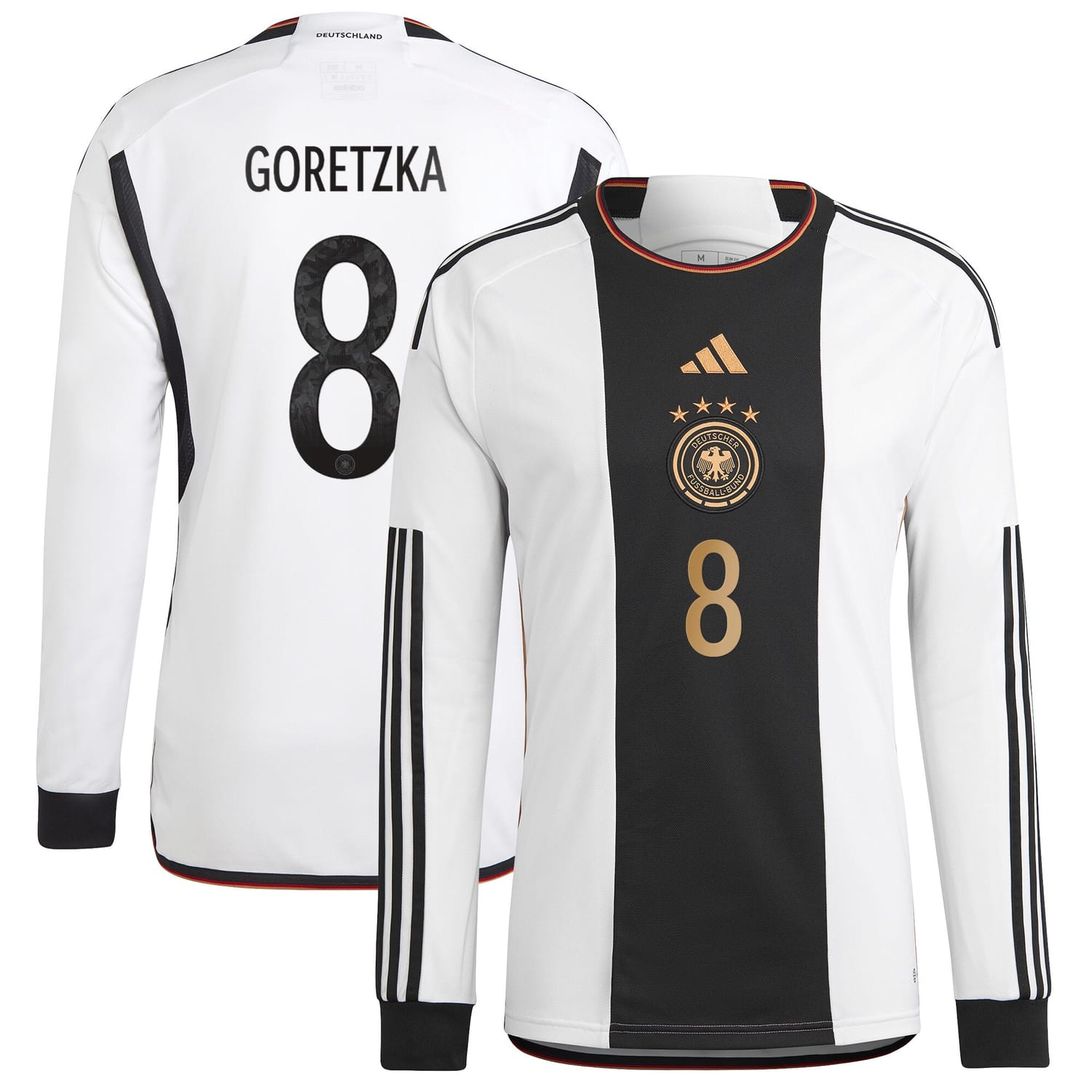 Germany National Team Home Jersey Shirt Long Sleeve player Leon Goretzka 8 printing for Men