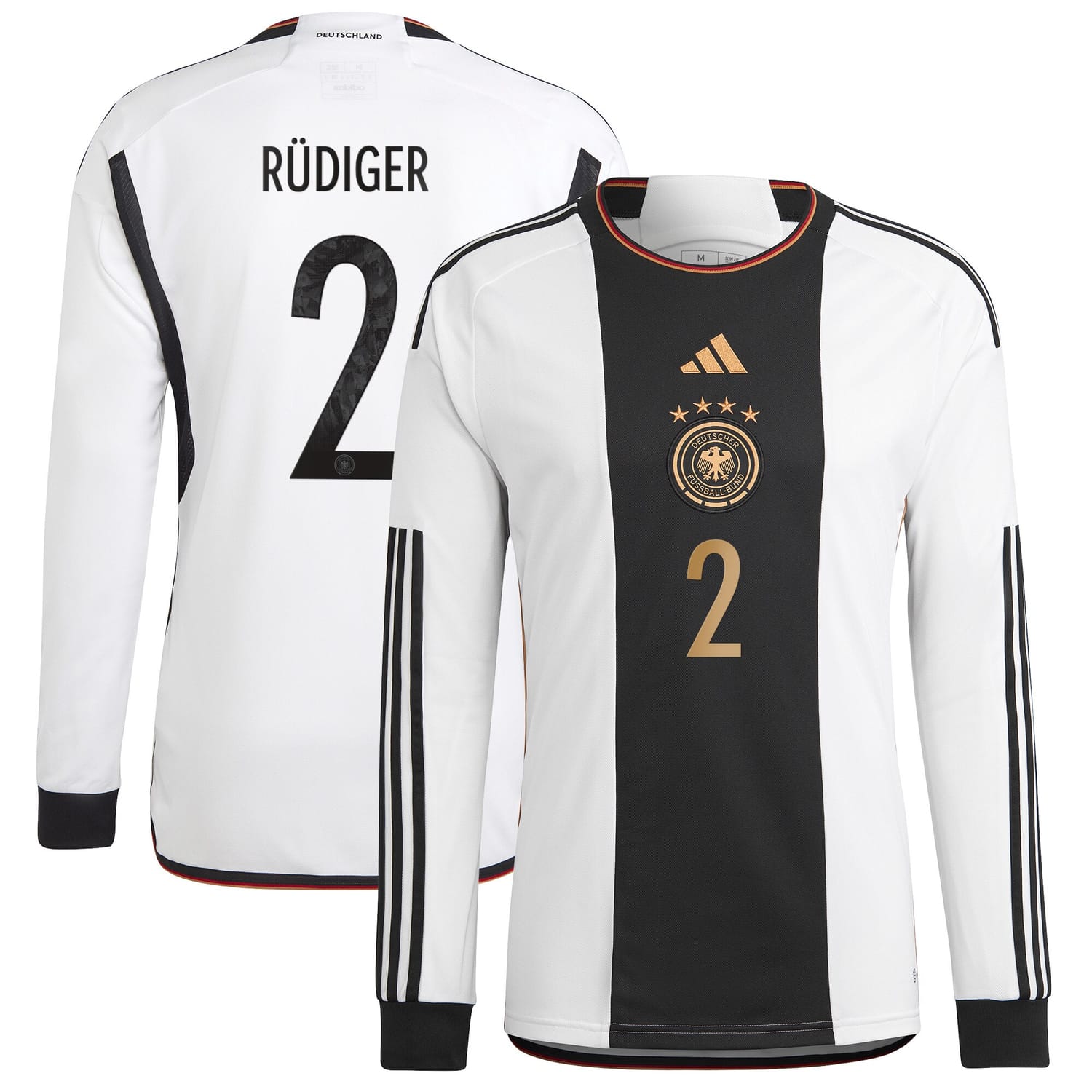 Germany National Team Home Jersey Shirt Long Sleeve player Antonio Rüdiger 2 printing for Men
