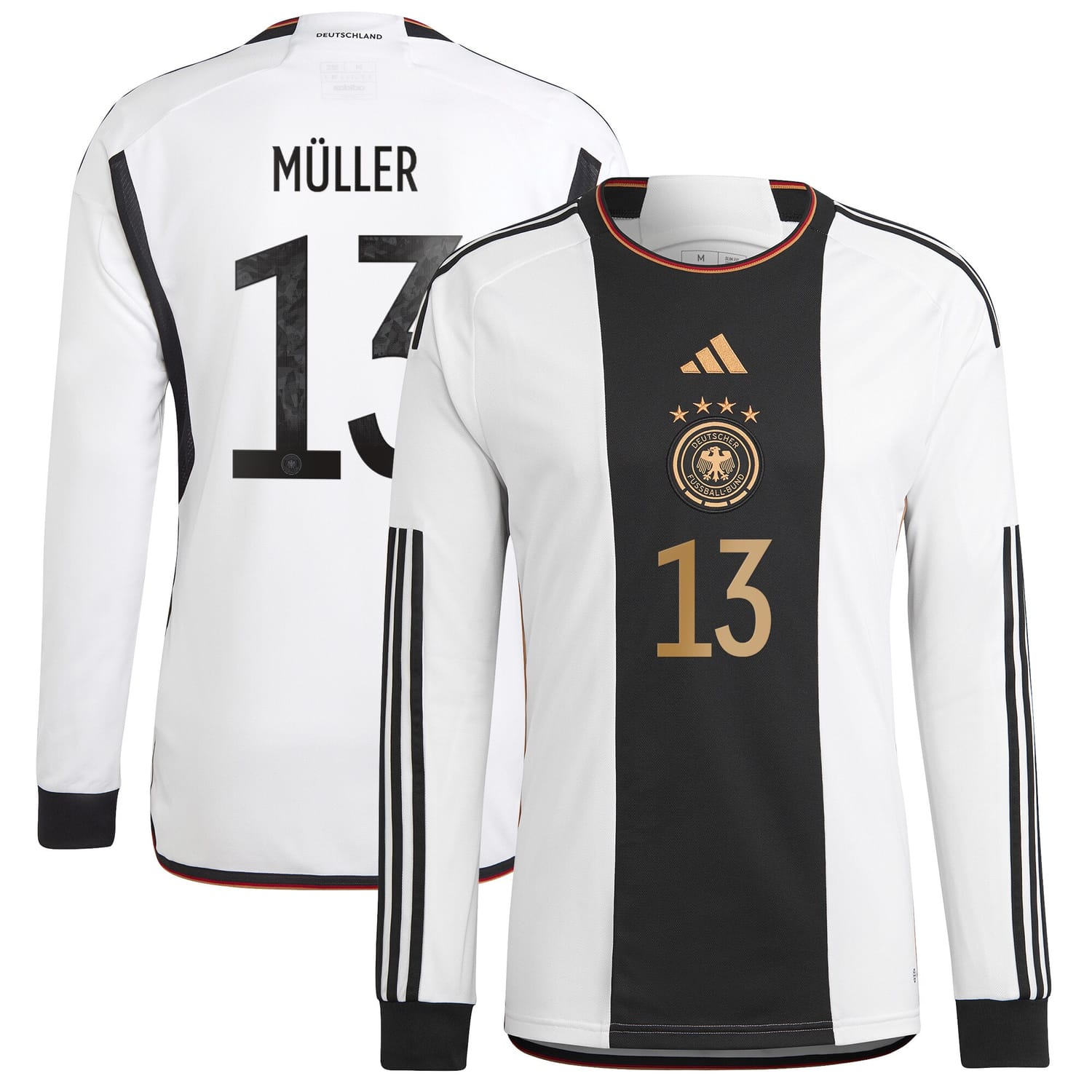 Germany National Team Home Jersey Shirt Long Sleeve player Thomas Müller 13 printing for Men