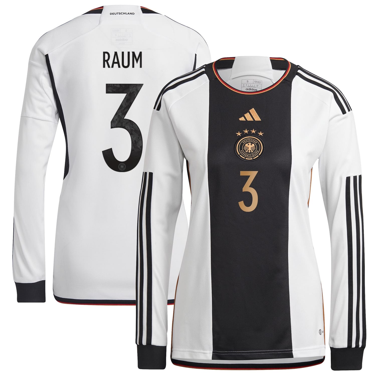 Germany National Team Home Jersey Shirt Long Sleeve player David Raum 3 printing for Women