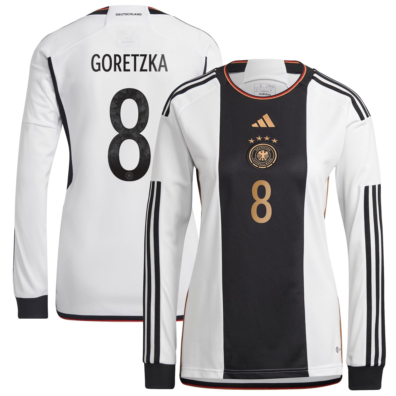 Germany National Team Home Jersey Shirt Long Sleeve player Leon Goretzka 8 printing for Women