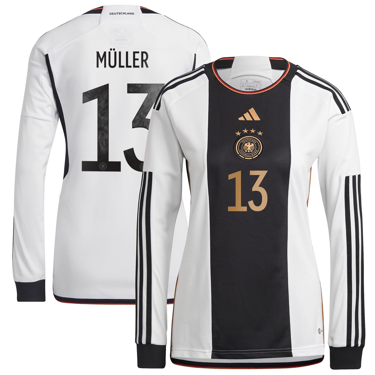 Germany National Team Home Jersey Shirt Long Sleeve player Thomas Müller 13 printing for Women