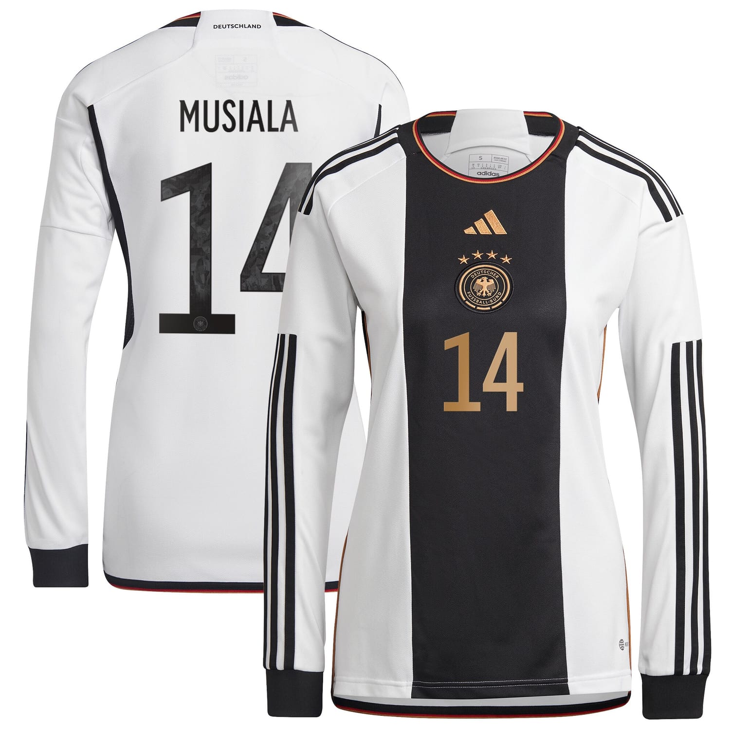 Germany National Team Home Jersey Shirt Long Sleeve player Jamal Musiala 14 printing for Women