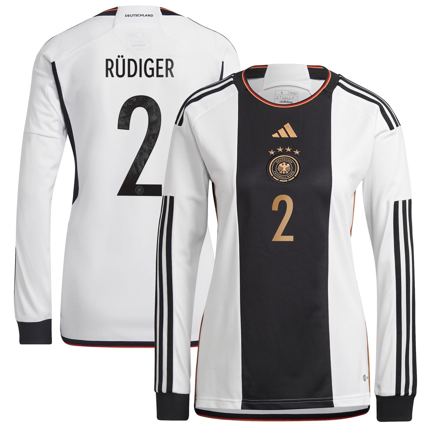 Germany National Team Home Jersey Shirt Long Sleeve player Antonio Rüdiger 2 printing for Women