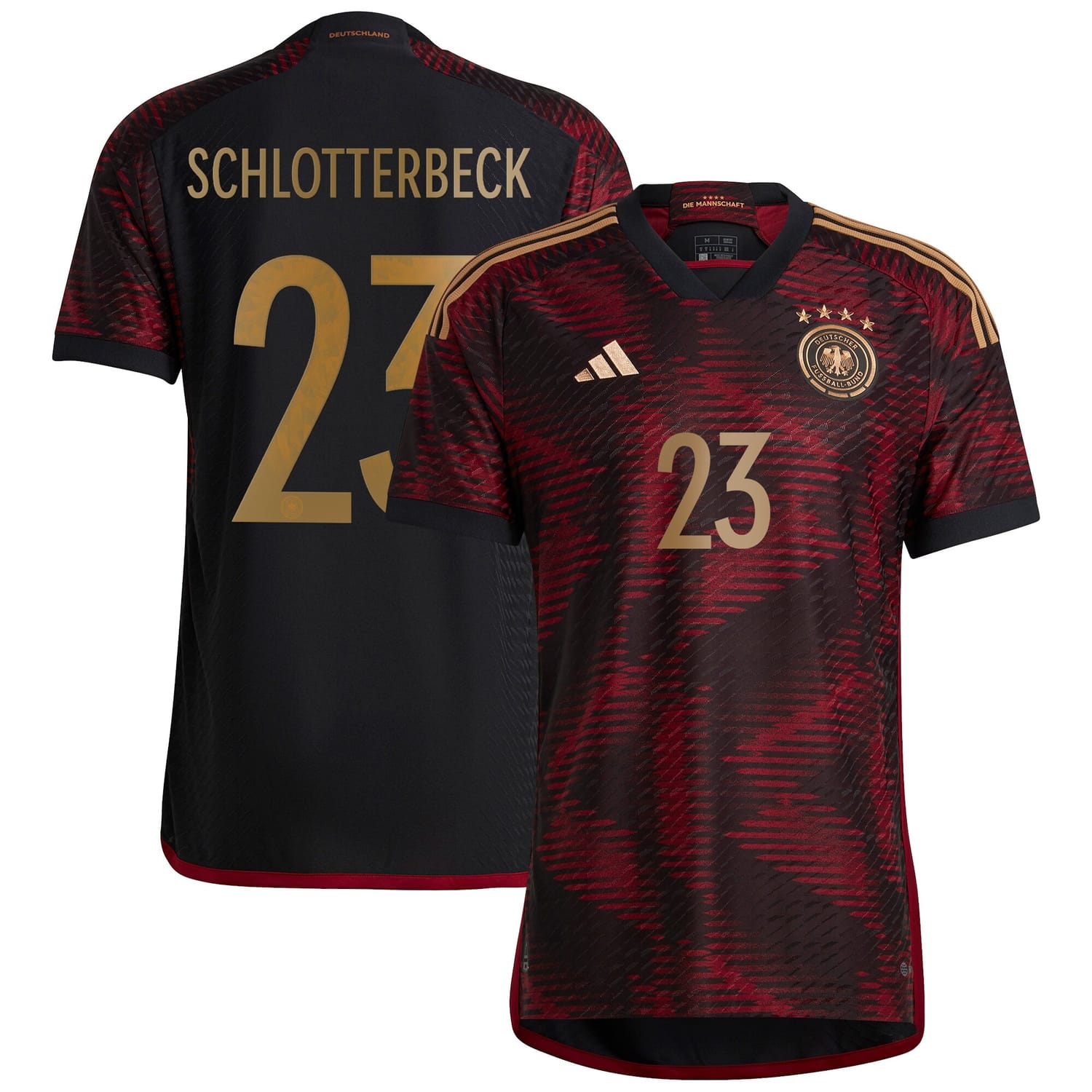 Germany National Team Away Authentic Jersey Shirt player Nico Schlotterbeck 23 printing for Men