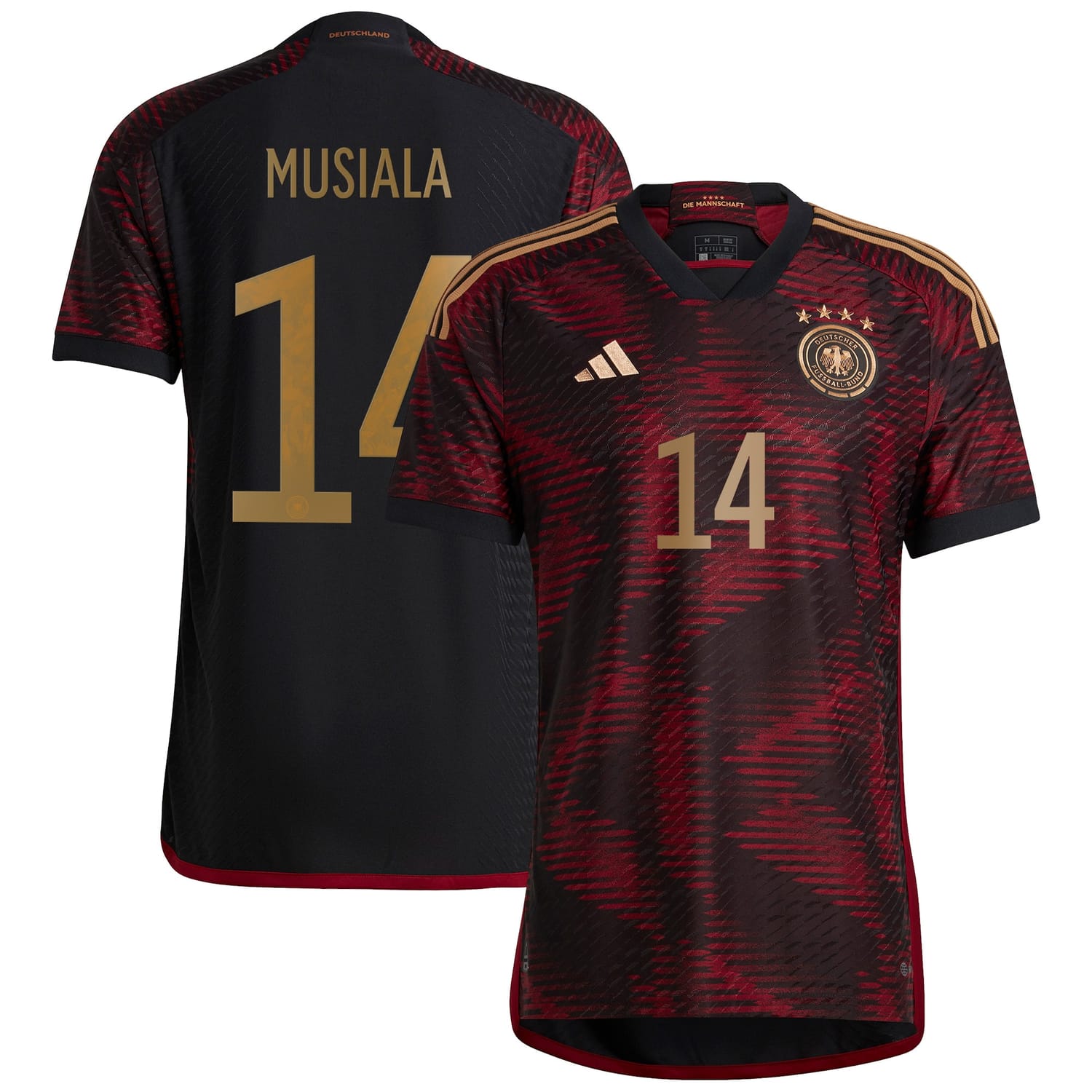 Germany National Team Away Authentic Jersey Shirt player Jamal Musiala 14 printing for Men