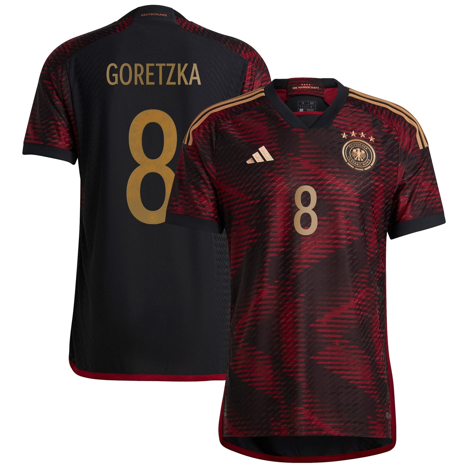 Germany National Team Away Authentic Jersey Shirt player Leon Goretzka 8 printing for Men