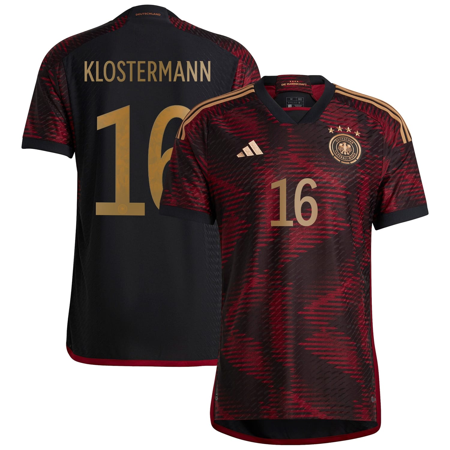 Germany National Team Away Authentic Jersey Shirt player Lukas Klostermann 16 printing for Men