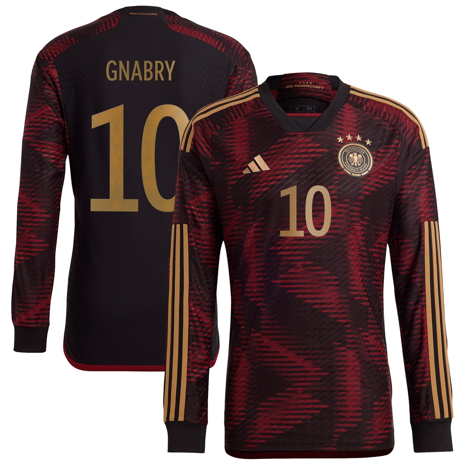 Germany National Team Away Authentic Jersey Shirt Long Sleeve player Serge Gnabry 10 printing for Men