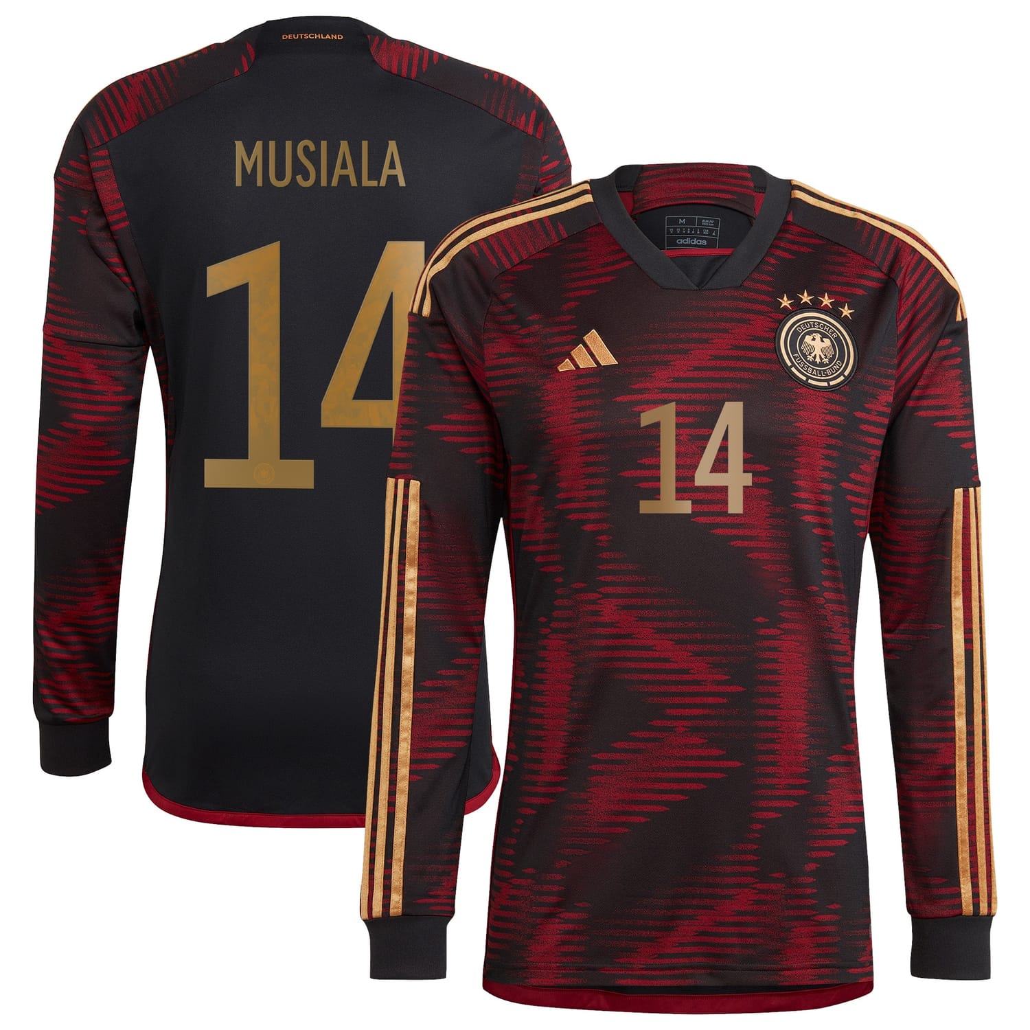 Germany National Team Away Jersey Shirt Long Sleeve player Jamal Musiala 14 printing for Men