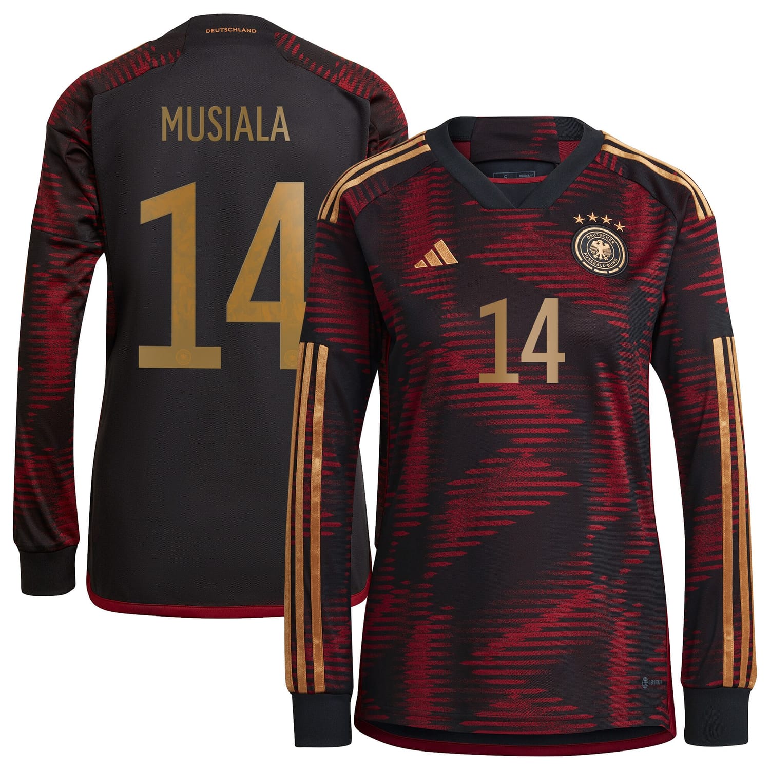 Germany National Team Away Jersey Shirt Long Sleeve player Jamal Musiala 14 printing for Women