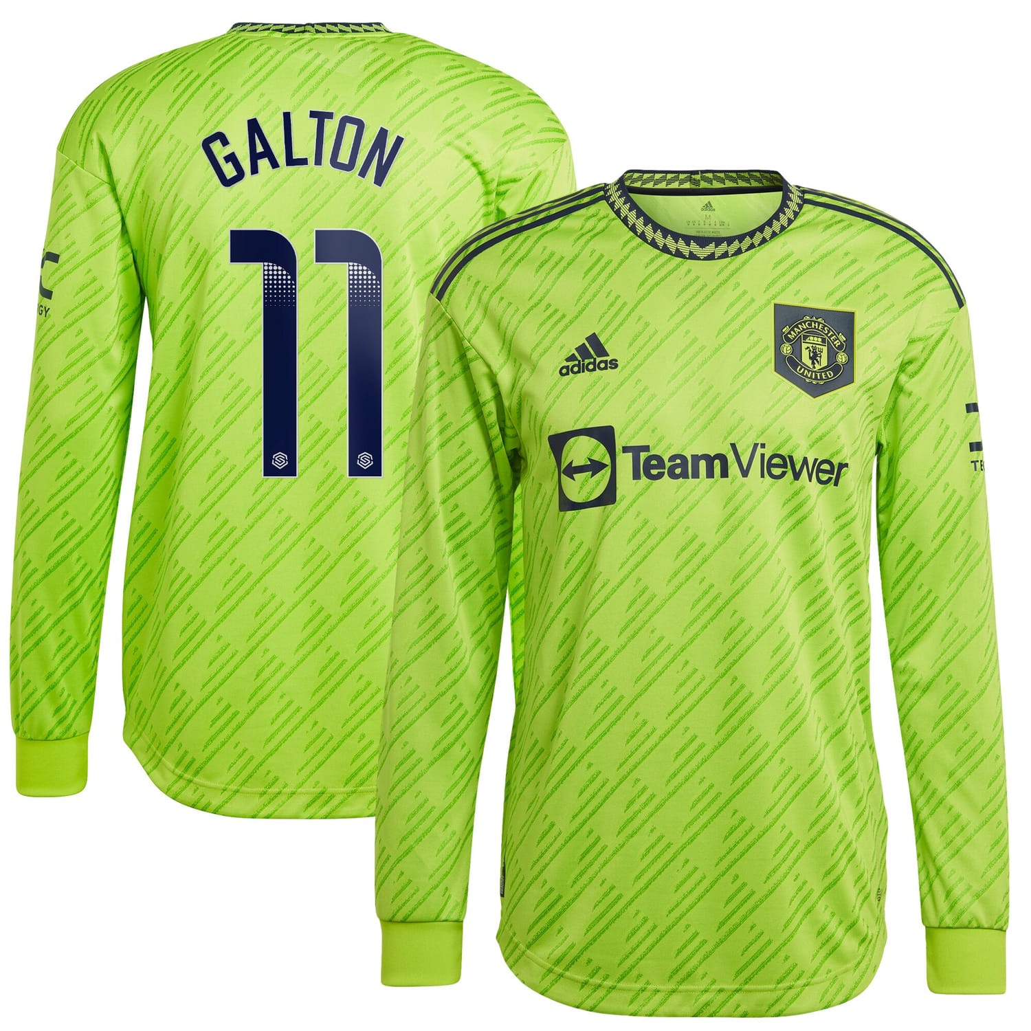 Premier League Manchester United Third WSL Authentic Jersey Shirt Long Sleeve 2022-23 player Leah Galton 11 printing for Men