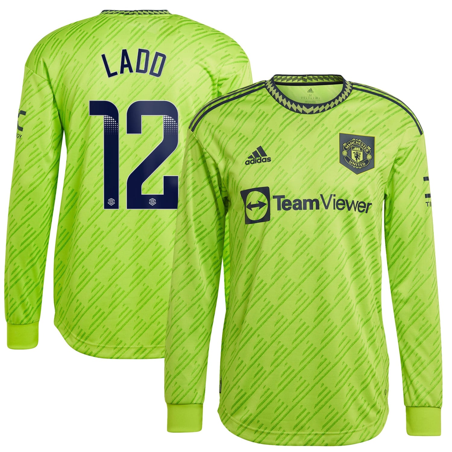Premier League Manchester United Third WSL Authentic Jersey Shirt Long Sleeve 2022-23 player Hayley Ladd 12 printing for Men