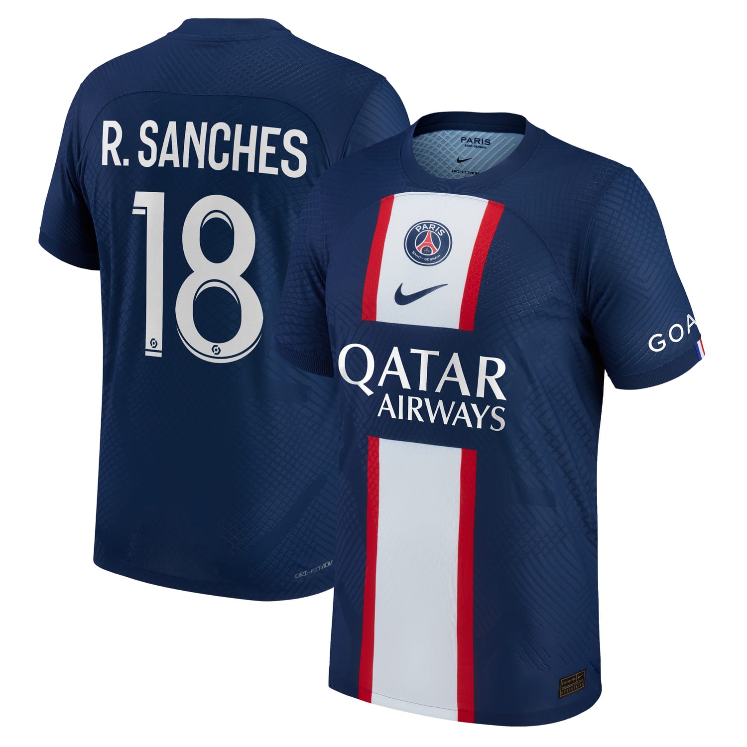 Ligue 1 Paris Saint-Germain Home Authentic Jersey Shirt 2022-23 player Renato Sanches 18 printing for Men