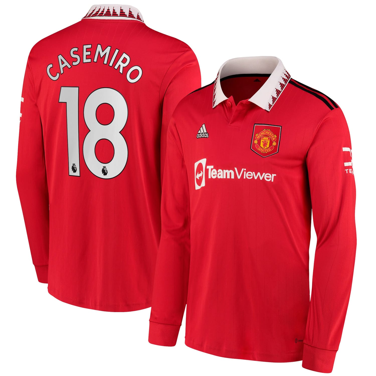 Premier League Manchester United Home Jersey Shirt Long Sleeve 2022-23 player Casemiro 18 printing for Men