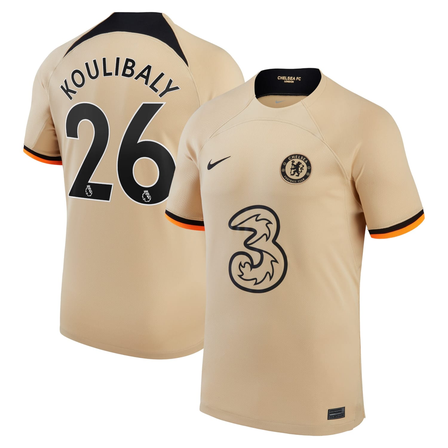 Premier League Chelsea Third Jersey Shirt 2022-23 player Kalidou Koulibaly 26 printing for Men