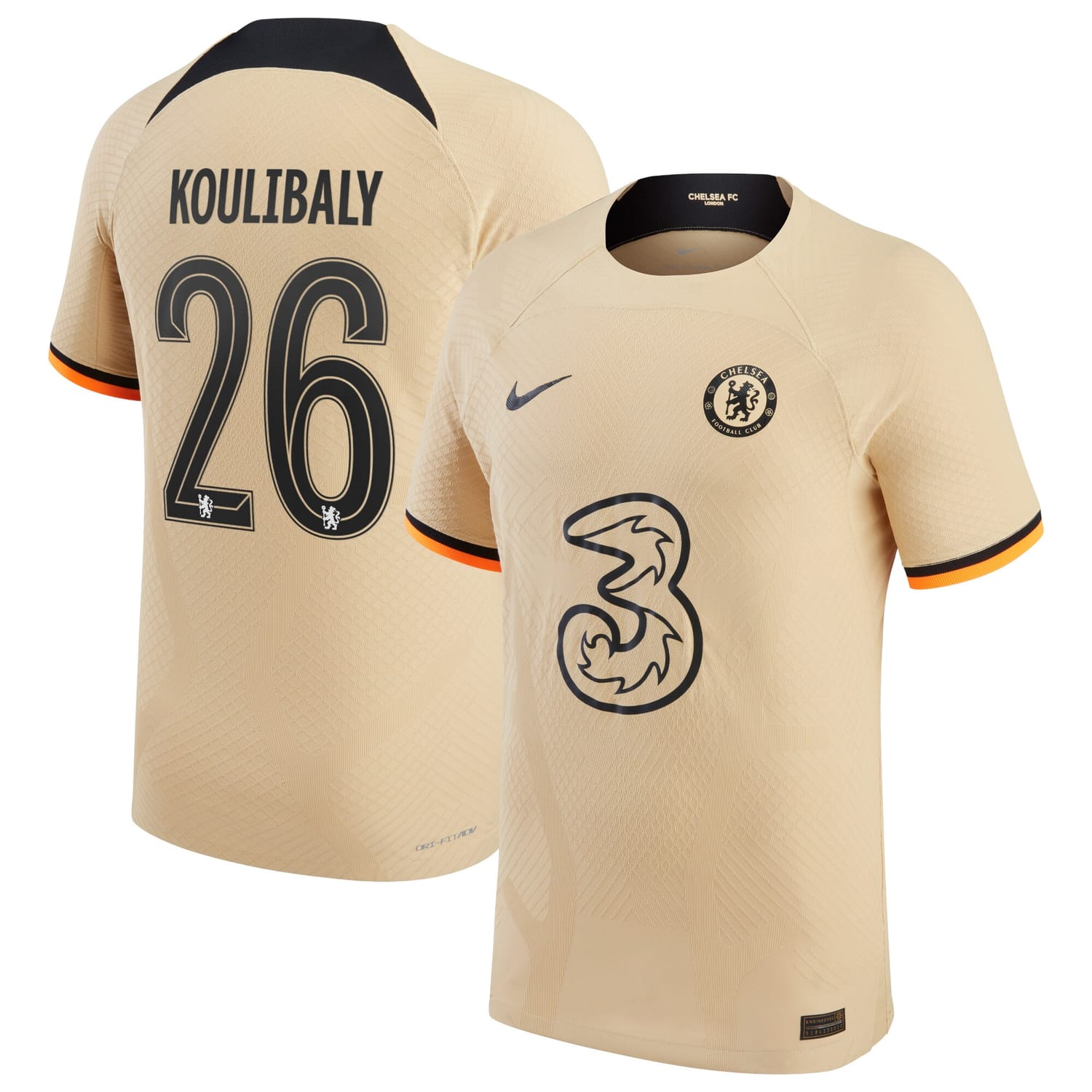 Premier League Chelsea Third Cup Authentic Jersey Shirt 2022-23 player Kalidou Koulibaly 26 printing for Men