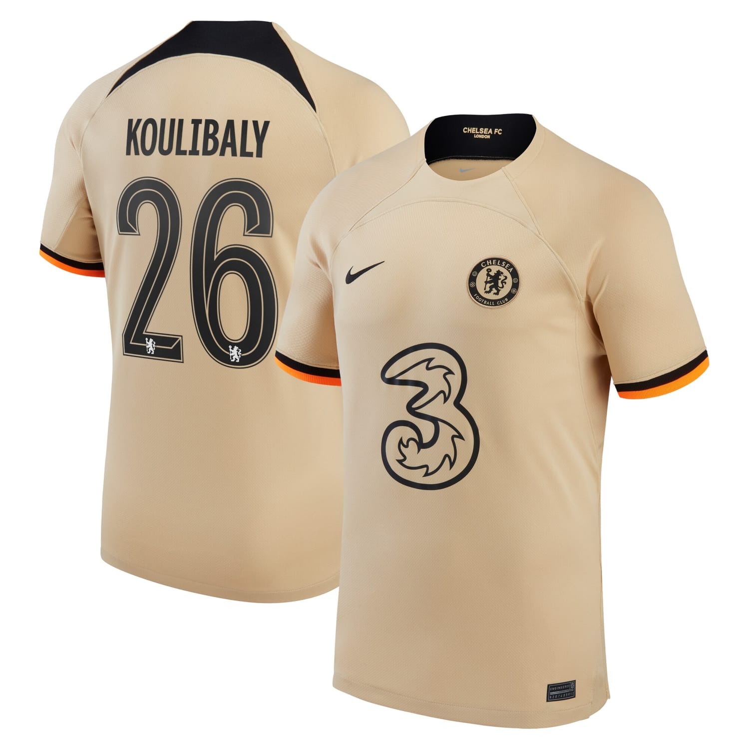 Premier League Chelsea Third Cup Jersey Shirt 2022-23 player Kalidou Koulibaly 26 printing for Men