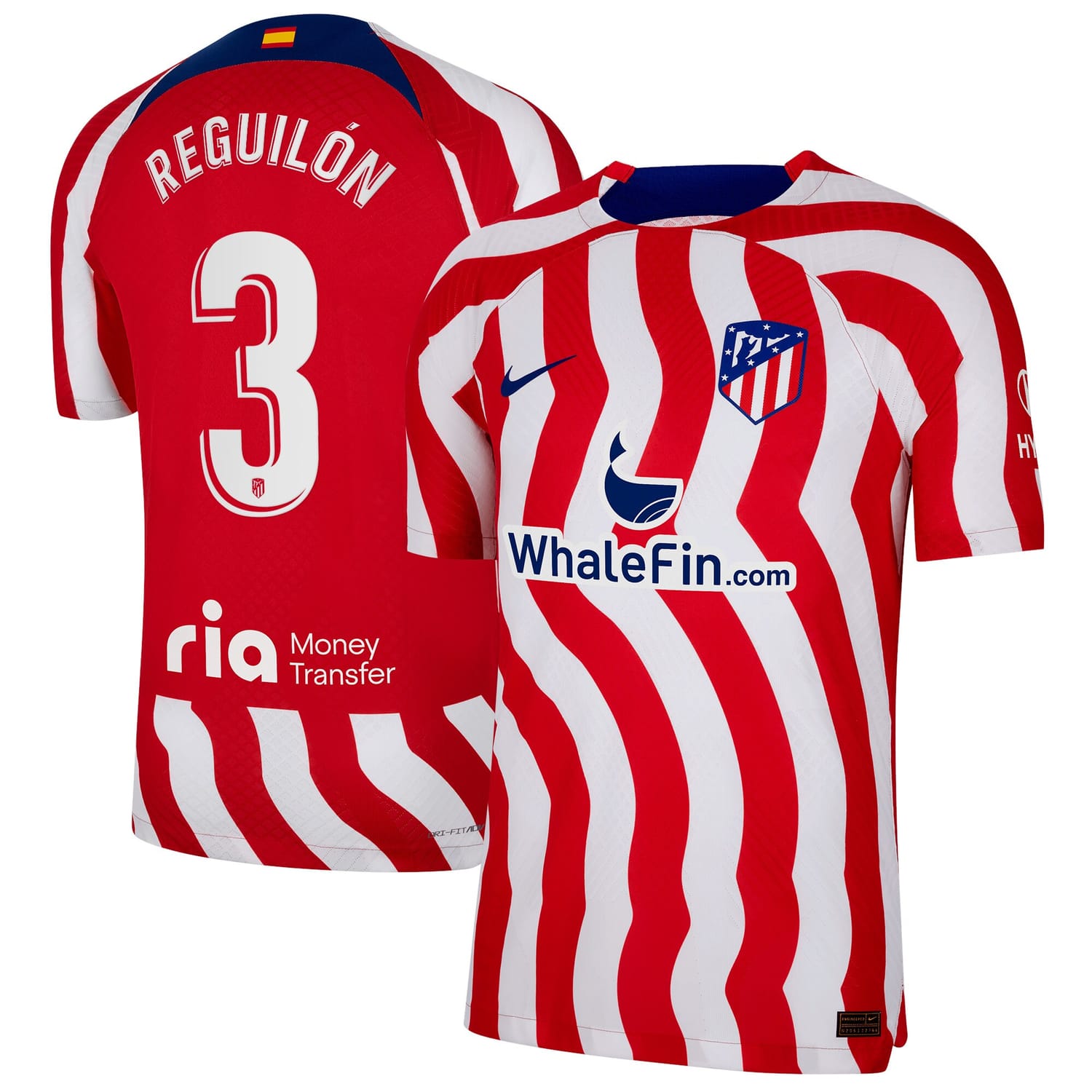 La Liga Atletico de Madrid Home Authentic Jersey Shirt 2022-23 player Sergio Reguilón 3 printing for Men