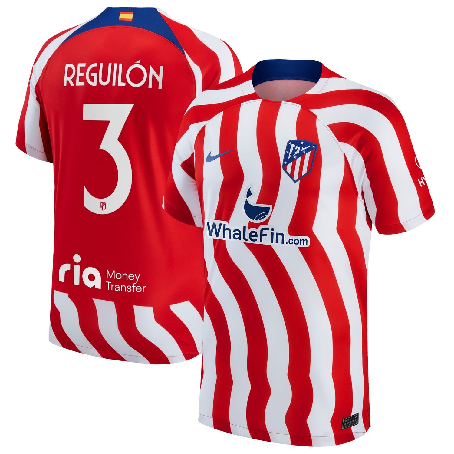 La Liga Atletico de Madrid Home Metropolitano Jersey Shirt 2022-23 player Sergio Reguilón 3 printing for Men