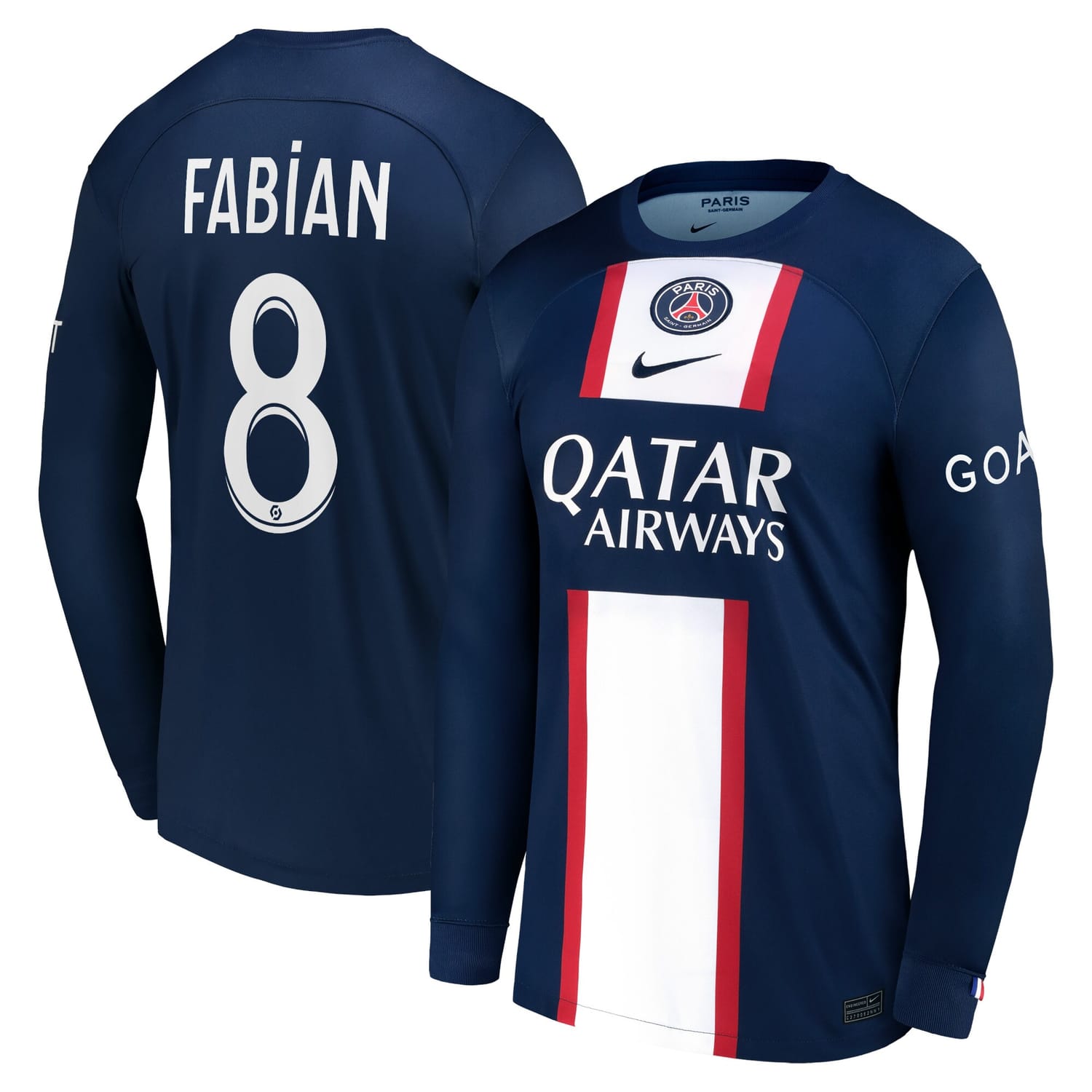 Ligue 1 Paris Saint-Germain Home Jersey Shirt Long Sleeve 2022-23 player Fabian Ruiz 8 printing for Men