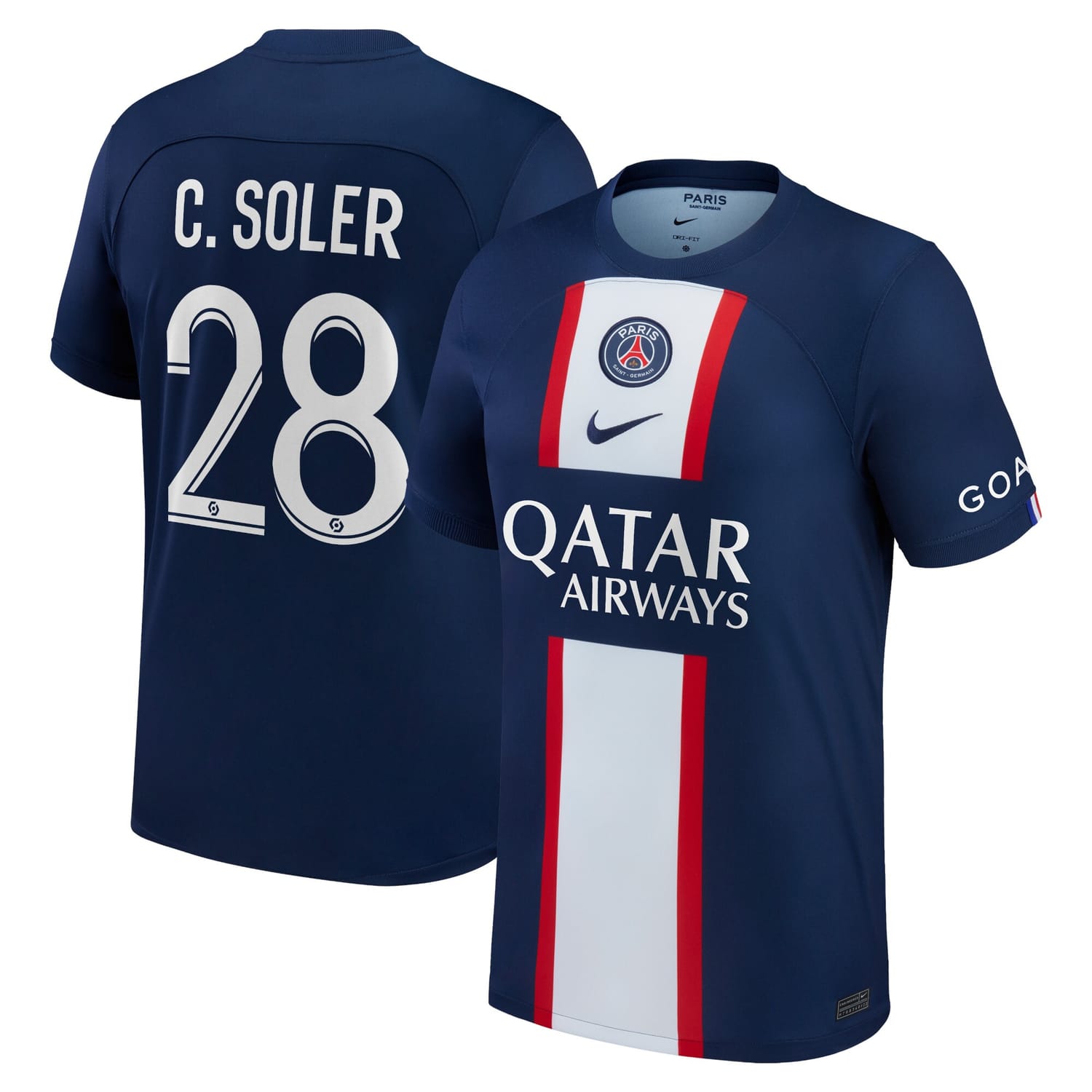 Ligue 1 Paris Saint-Germain Home Jersey Shirt 2022-23 player Carlos Soler 28 printing for Men