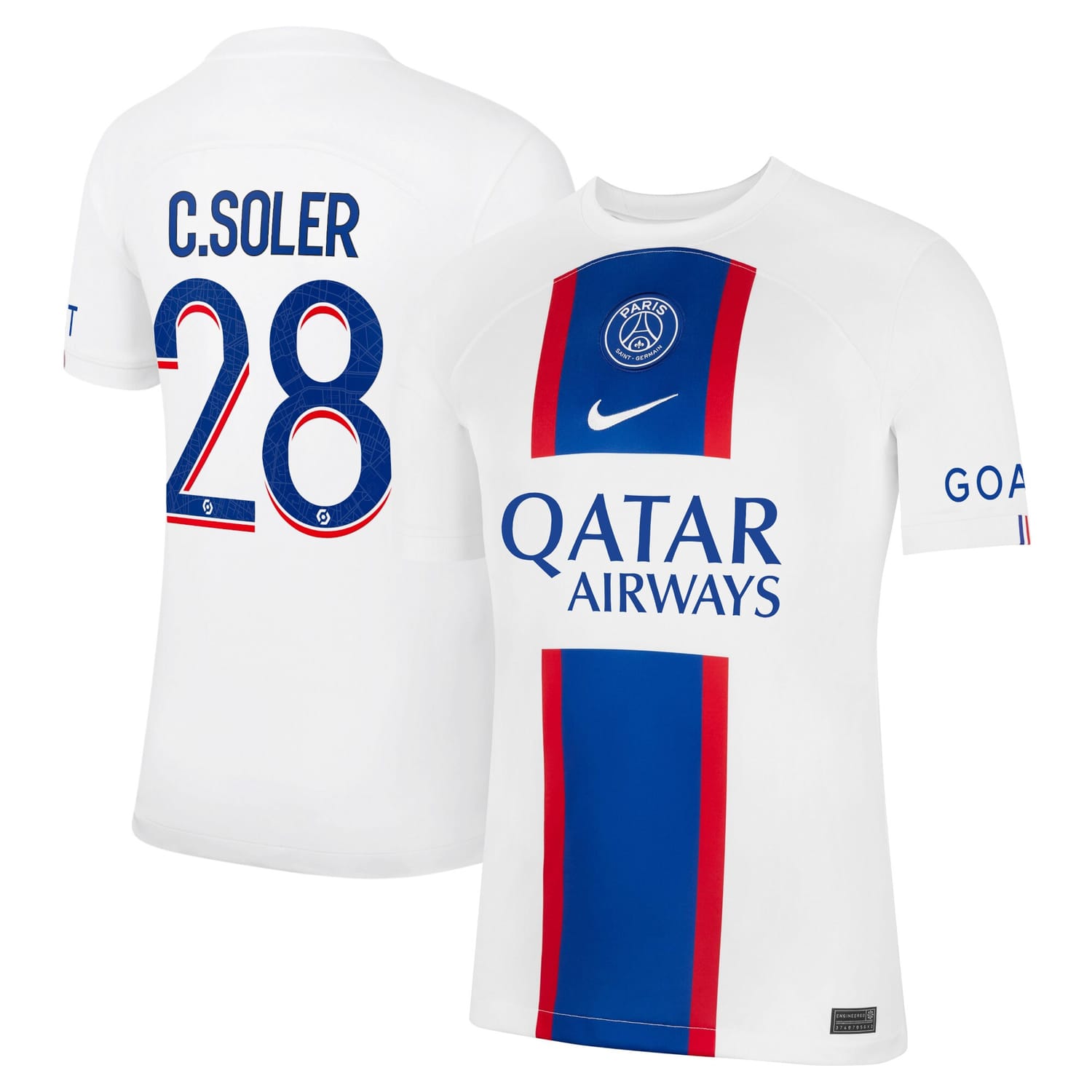Ligue 1 Paris Saint-Germain Third Jersey Shirt 2022-23 player Carlos Soler 28 printing for Men