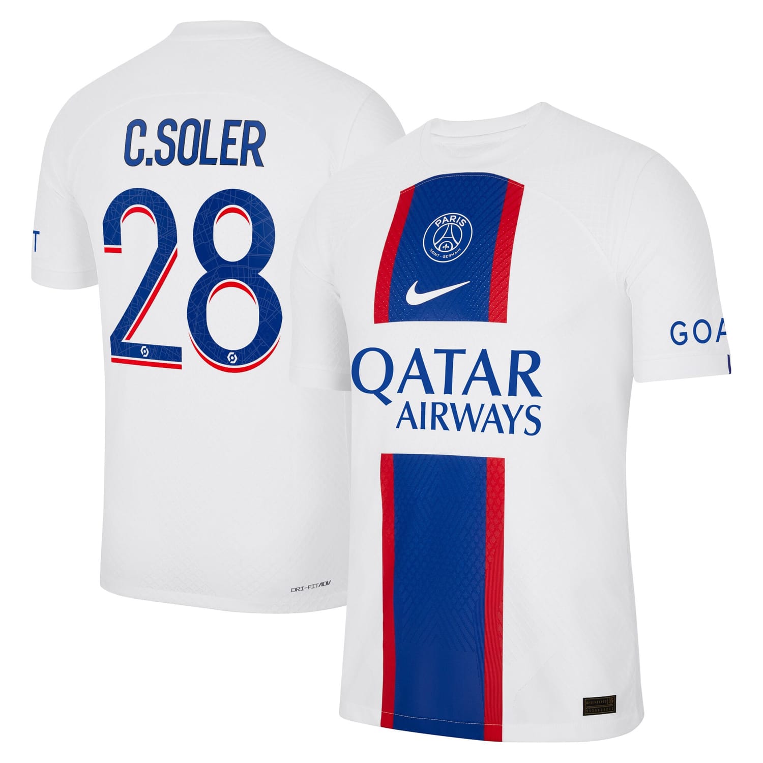 Ligue 1 Paris Saint-Germain Third Authentic Jersey Shirt 2022-23 player Carlos Soler 28 printing for Men