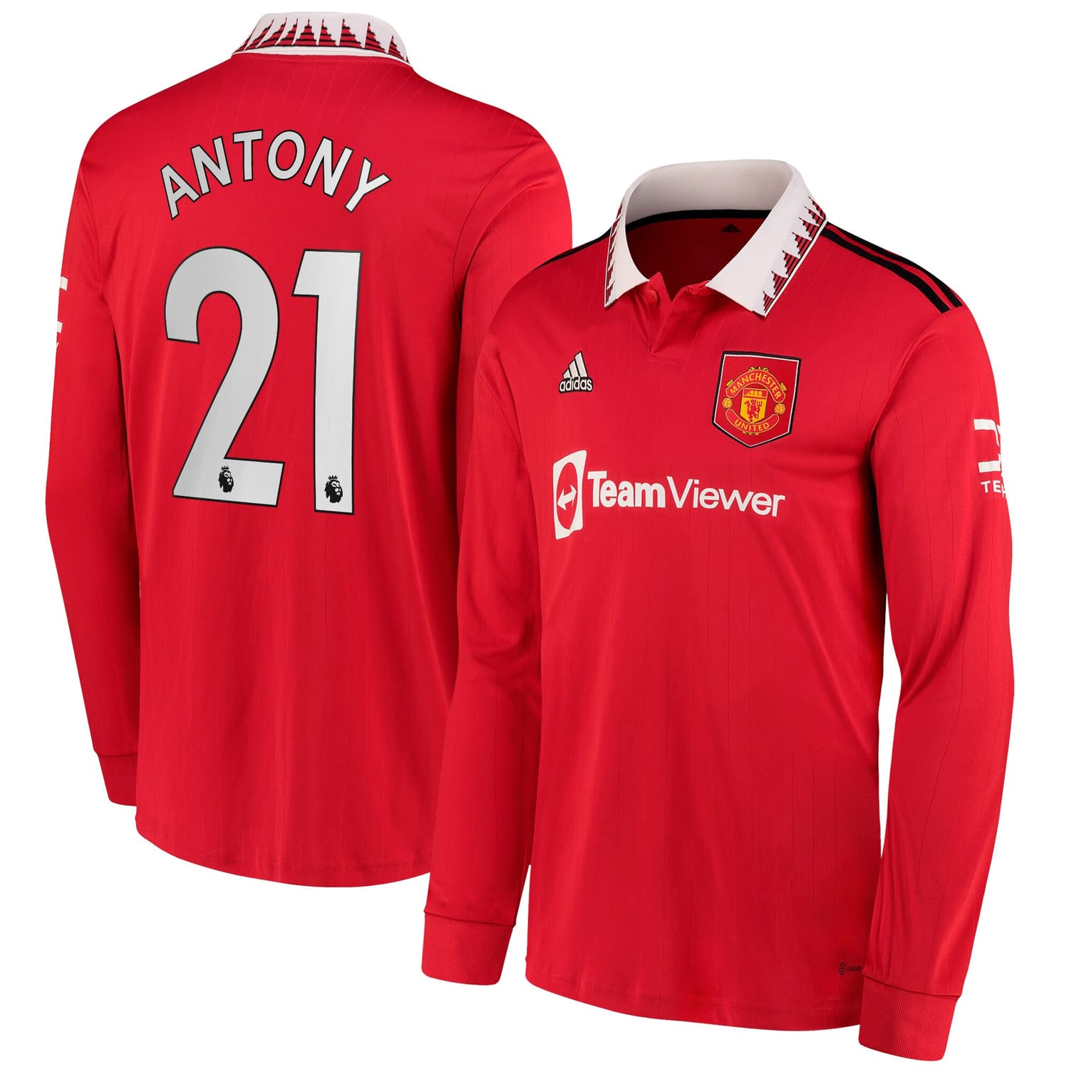 Premier League Manchester United Home Jersey Shirt Long Sleeve 2022-23 player Antony 21 printing for Men