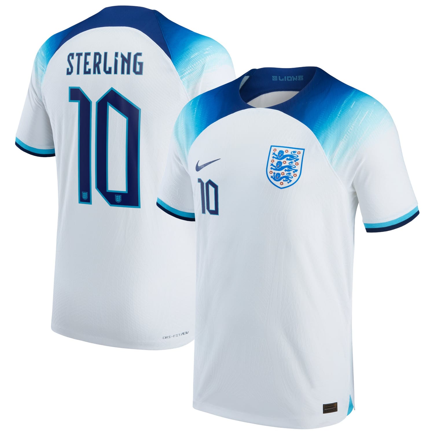 England National Team Home Authentic Jersey Shirt 2022 player Raheem Sterling 10 printing for Men