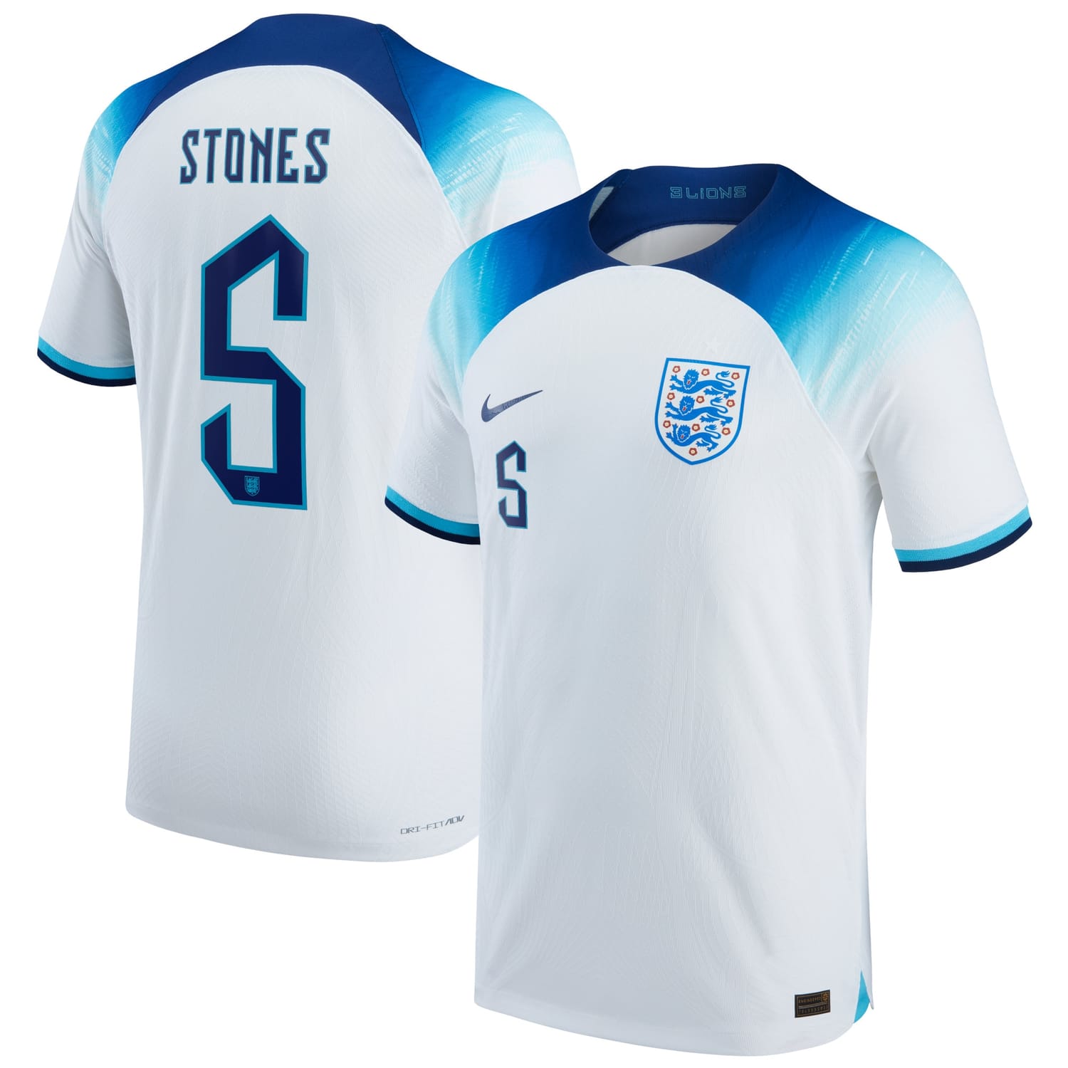 England National Team Home Authentic Jersey Shirt 2022 player John Stones 5 printing for Men