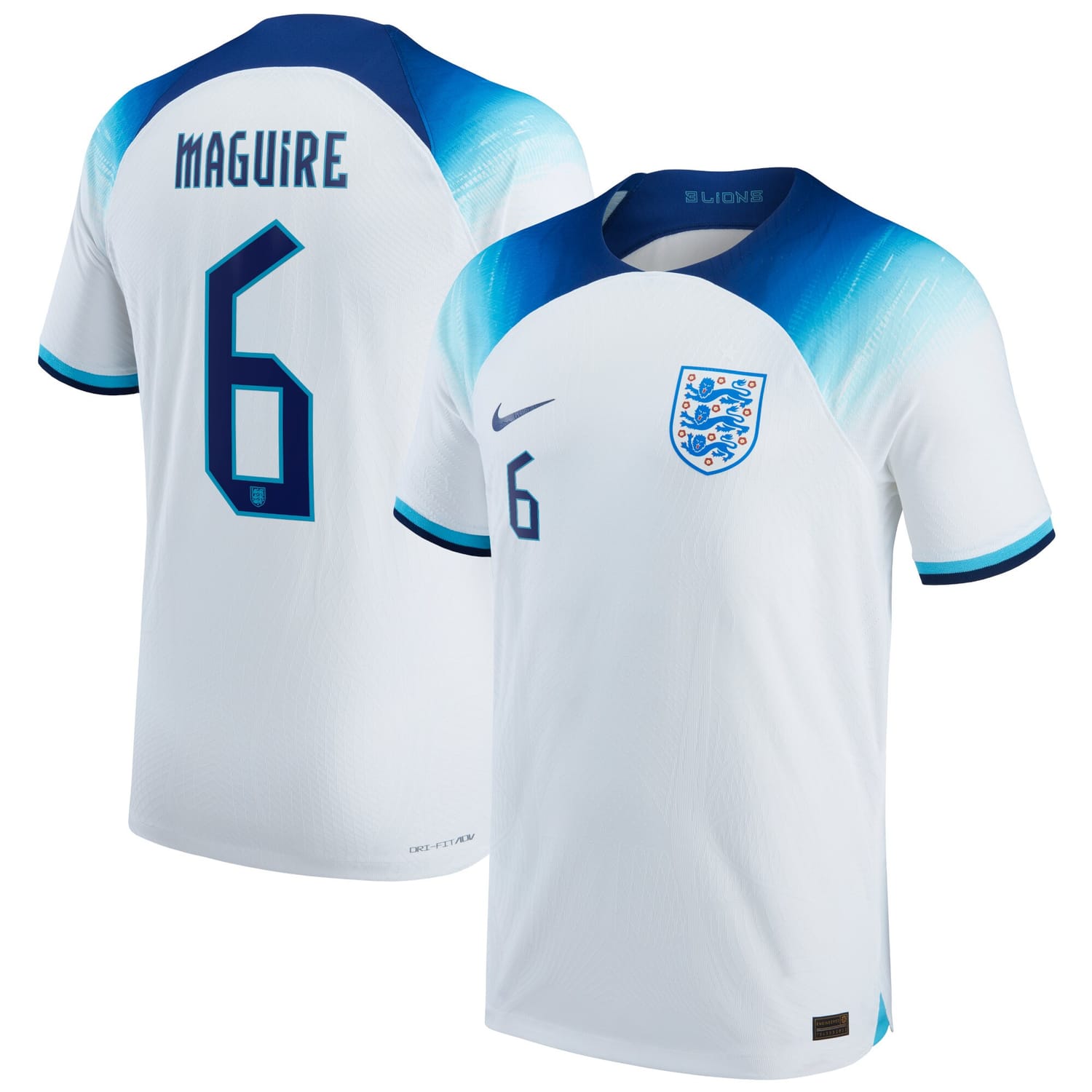 England National Team Home Authentic Jersey Shirt 2022 player Harry Maguire 6 printing for Men