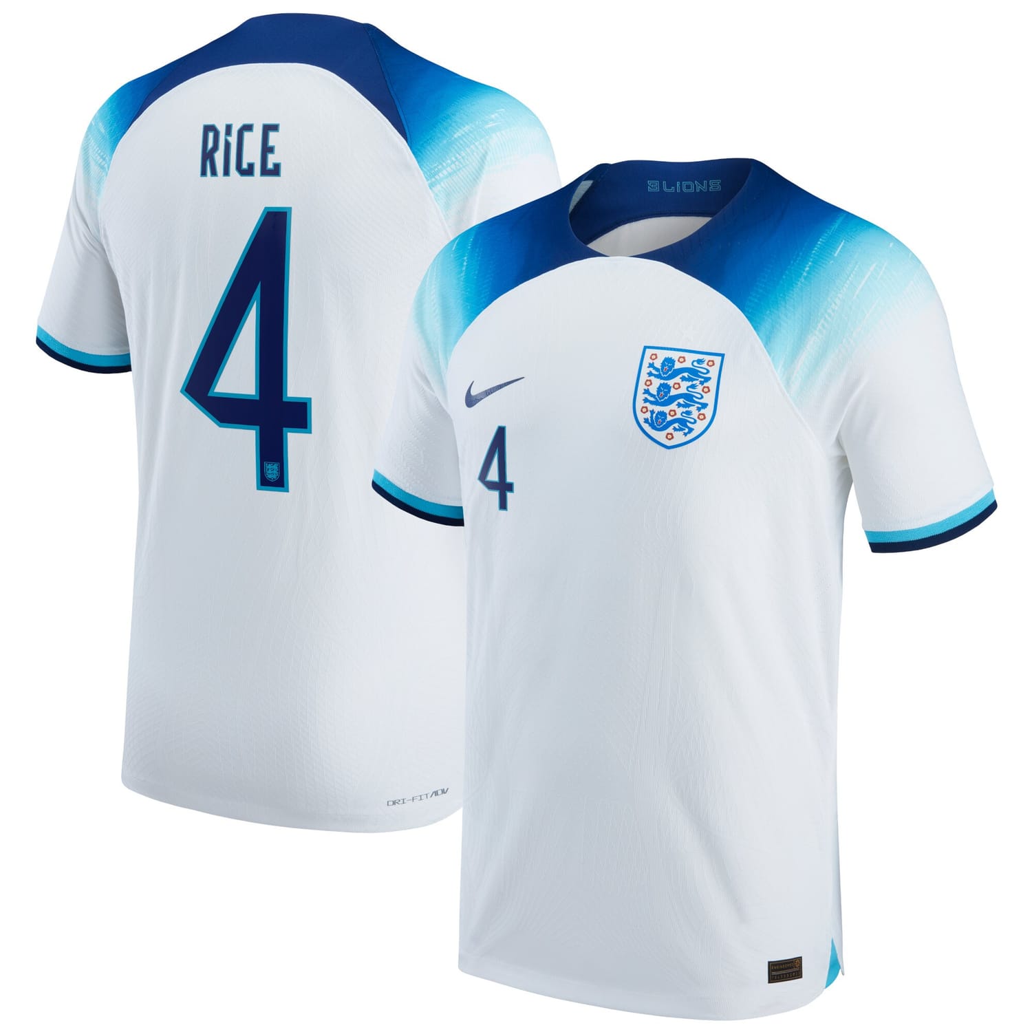 England National Team Home Authentic Jersey Shirt 2022 player Declan Rice 4 printing for Men