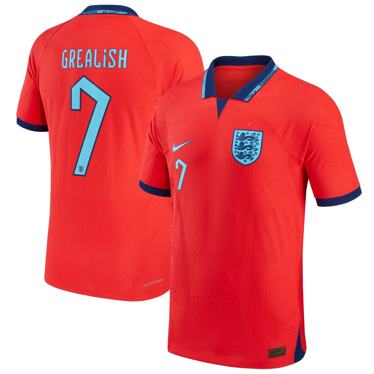 England National Team Away Authentic Jersey Shirt 2022 player Jack Grealish 7 printing for Men