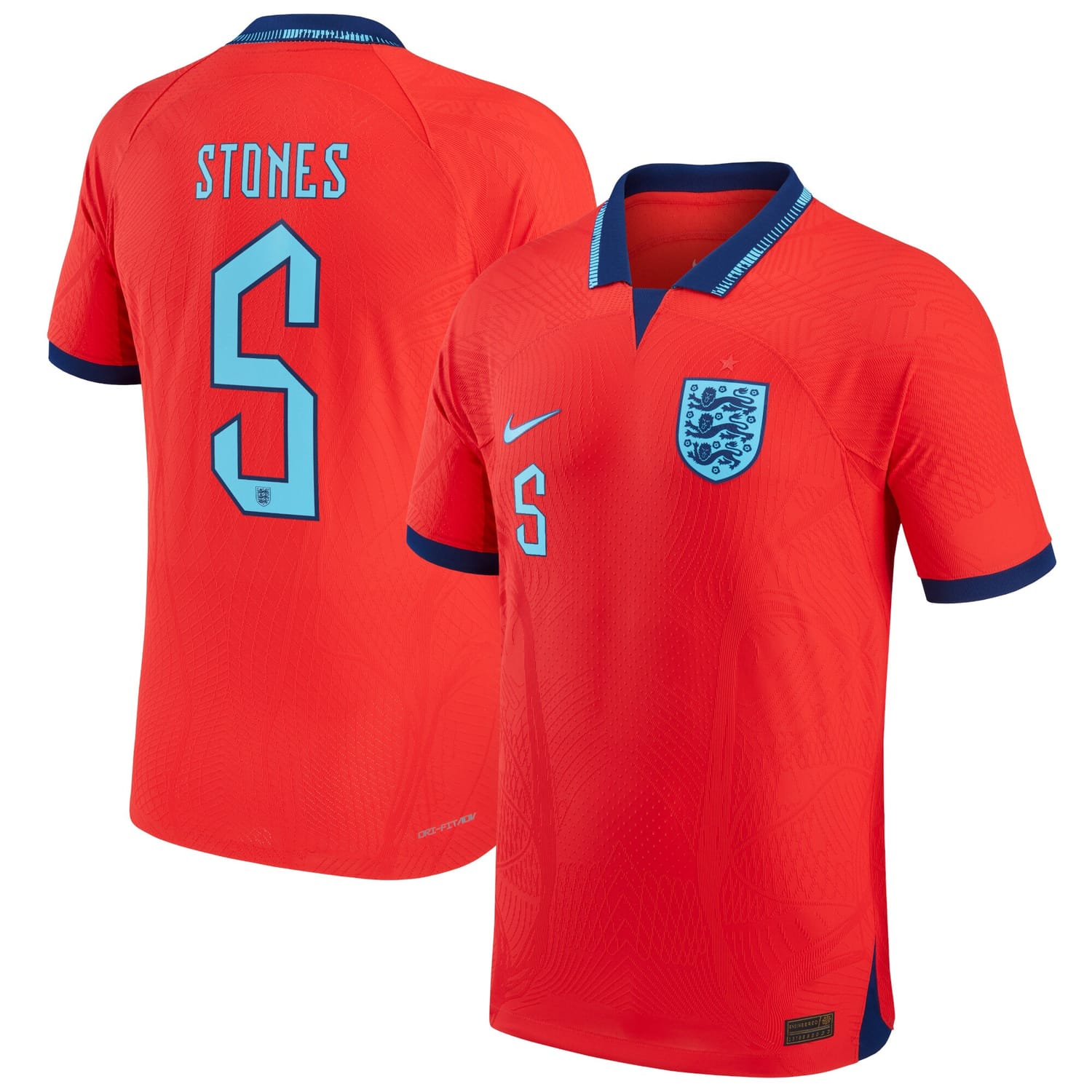 England National Team Away Authentic Jersey Shirt 2022 player John Stones 5 printing for Men