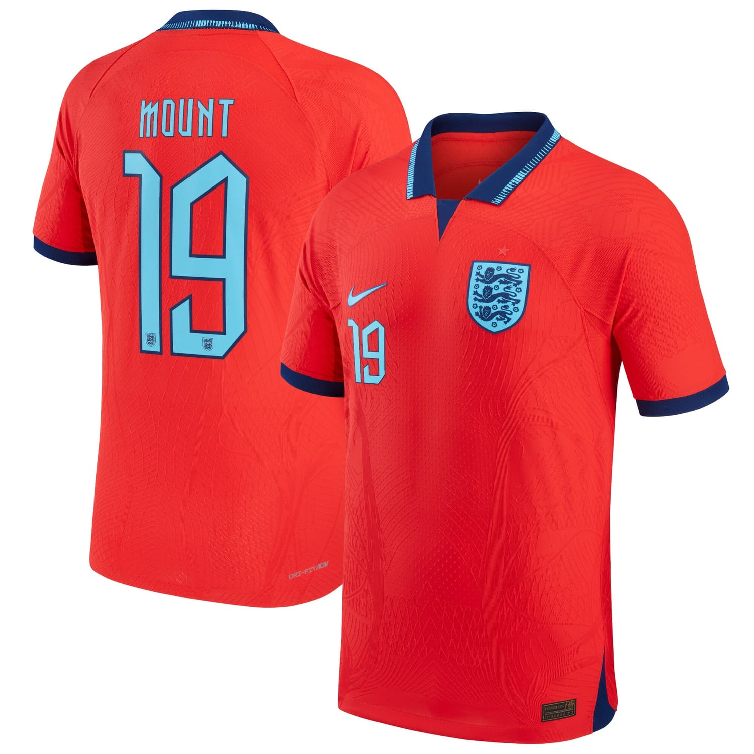 England National Team Away Authentic Jersey Shirt 2022 player Mason Mount 19 printing for Men