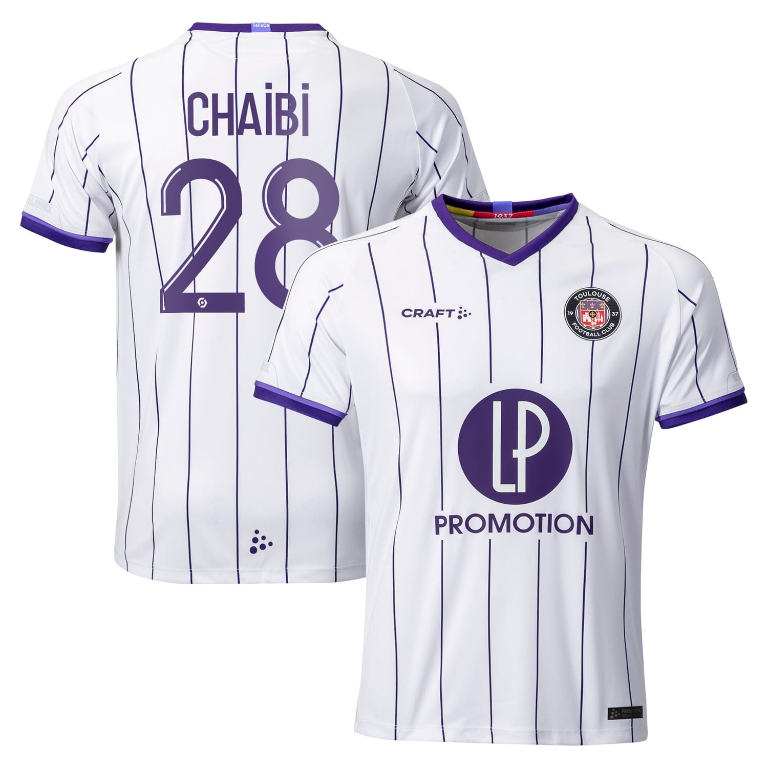 Ligue 1 Toulouse Home Jersey Shirt 2022-23 player Farès Chaïbi 28 printing for Men