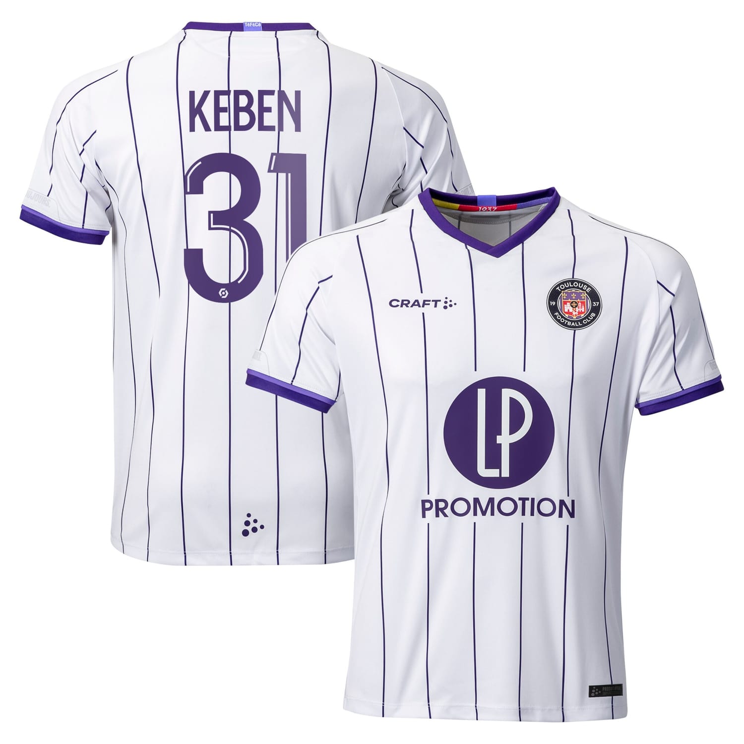 Ligue 1 Toulouse Home Jersey Shirt 2022-23 player Kévin Keben 31 printing for Men