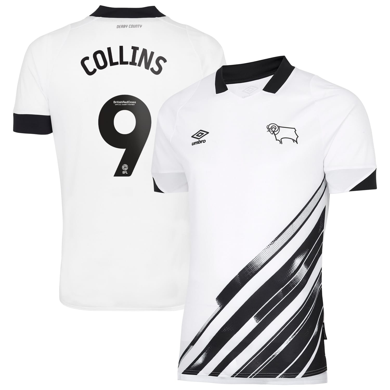 EFL League One Derby County Home Jersey Shirt 2022-23 player Collins 9 printing for Men