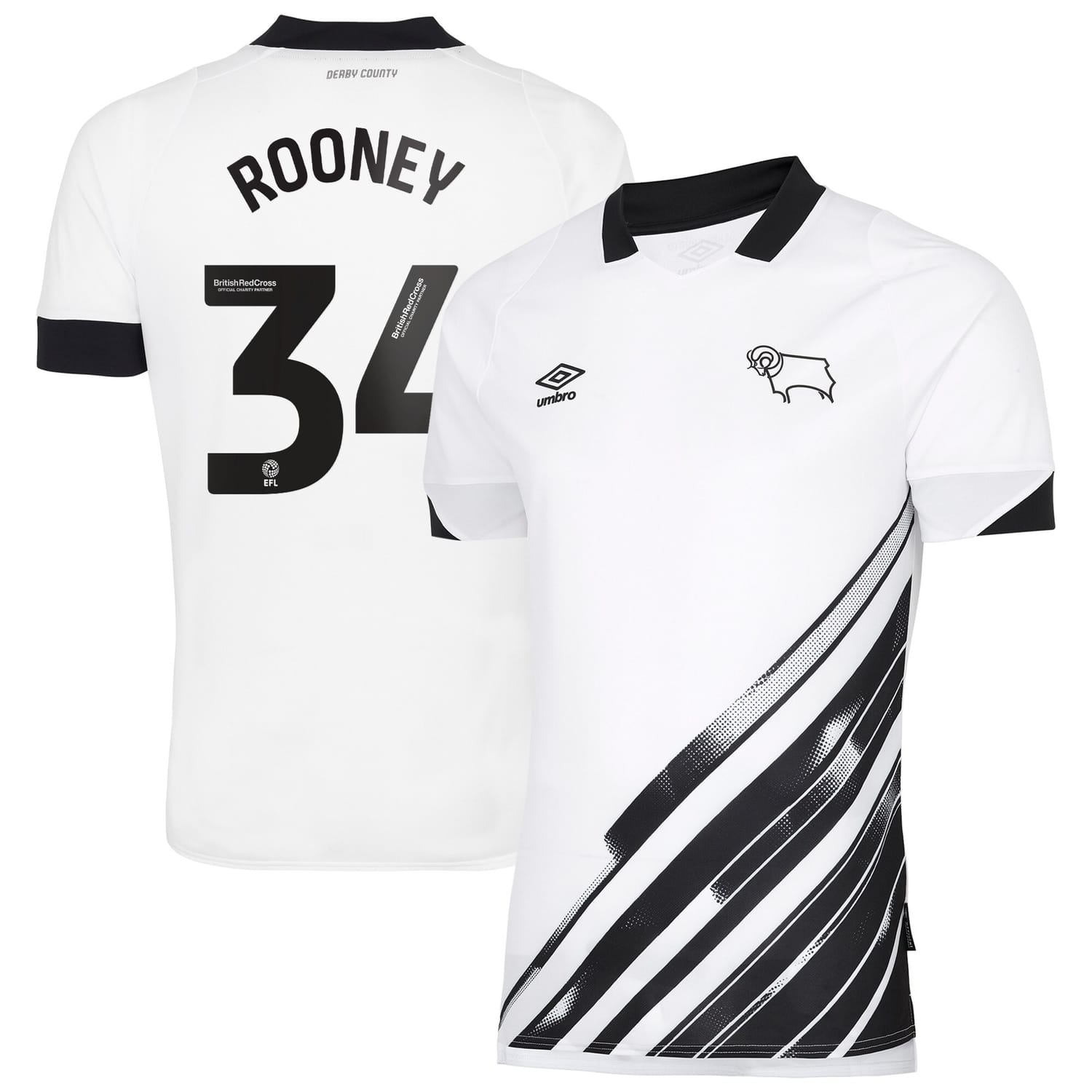 EFL League One Derby County Home Jersey Shirt 2022-23 player Rooney 34 printing for Men