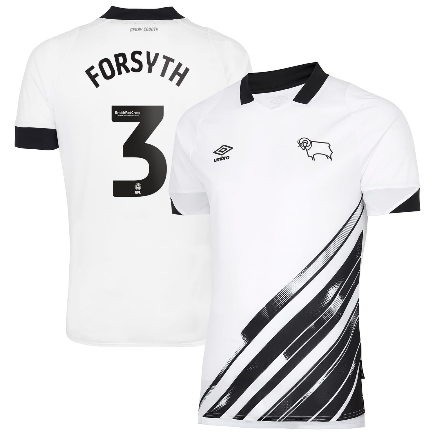 EFL League One Derby County Home Jersey Shirt 2022-23 player Forsyth 3 printing for Men