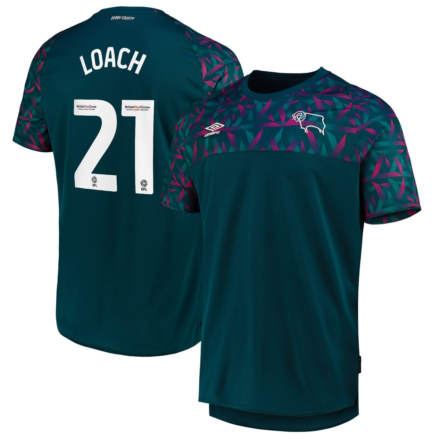EFL League One Derby County Home Goalkeeper Jersey Shirt 2022-23 player Loach 21 printing for Men